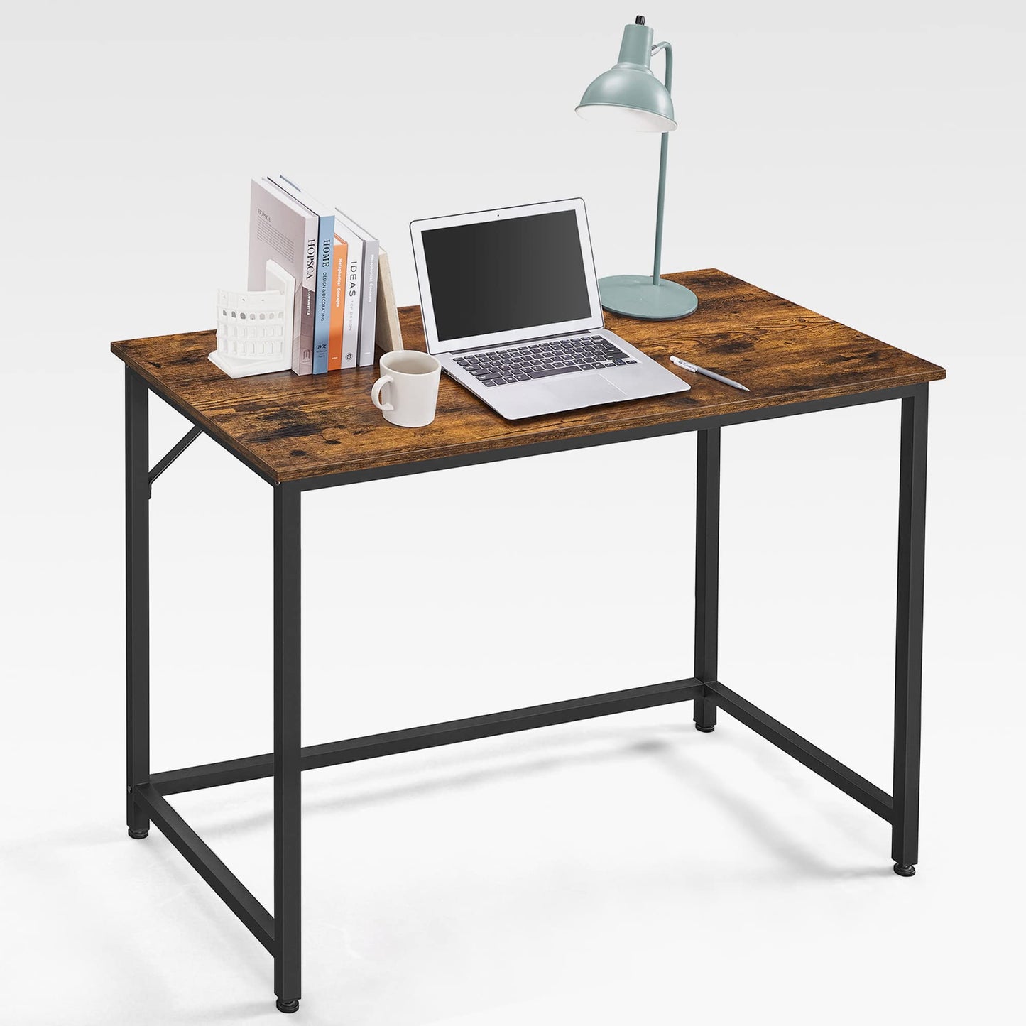 VASAGLE Bureau, Table, Poste de Travail, pour Bureau, Chambre, 50 x 100 x 76 cm, Style Industriel, Cadre en Métal, Marron Rustique et Noir d'Encre LWD41X