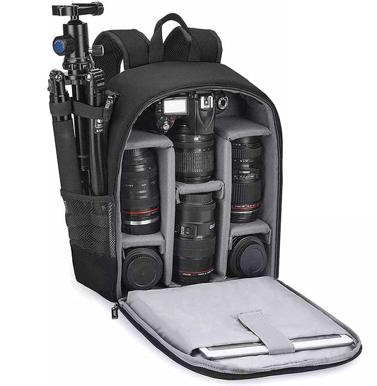 Cwatcun Sac à dos pour appareil photo Imperméable Sac à dos pour appareil photo professionnel pour DSLR/SLR, compatible avec les appareils photo Sony Canon Nikon et les accessoires (2.0 petit, noir)