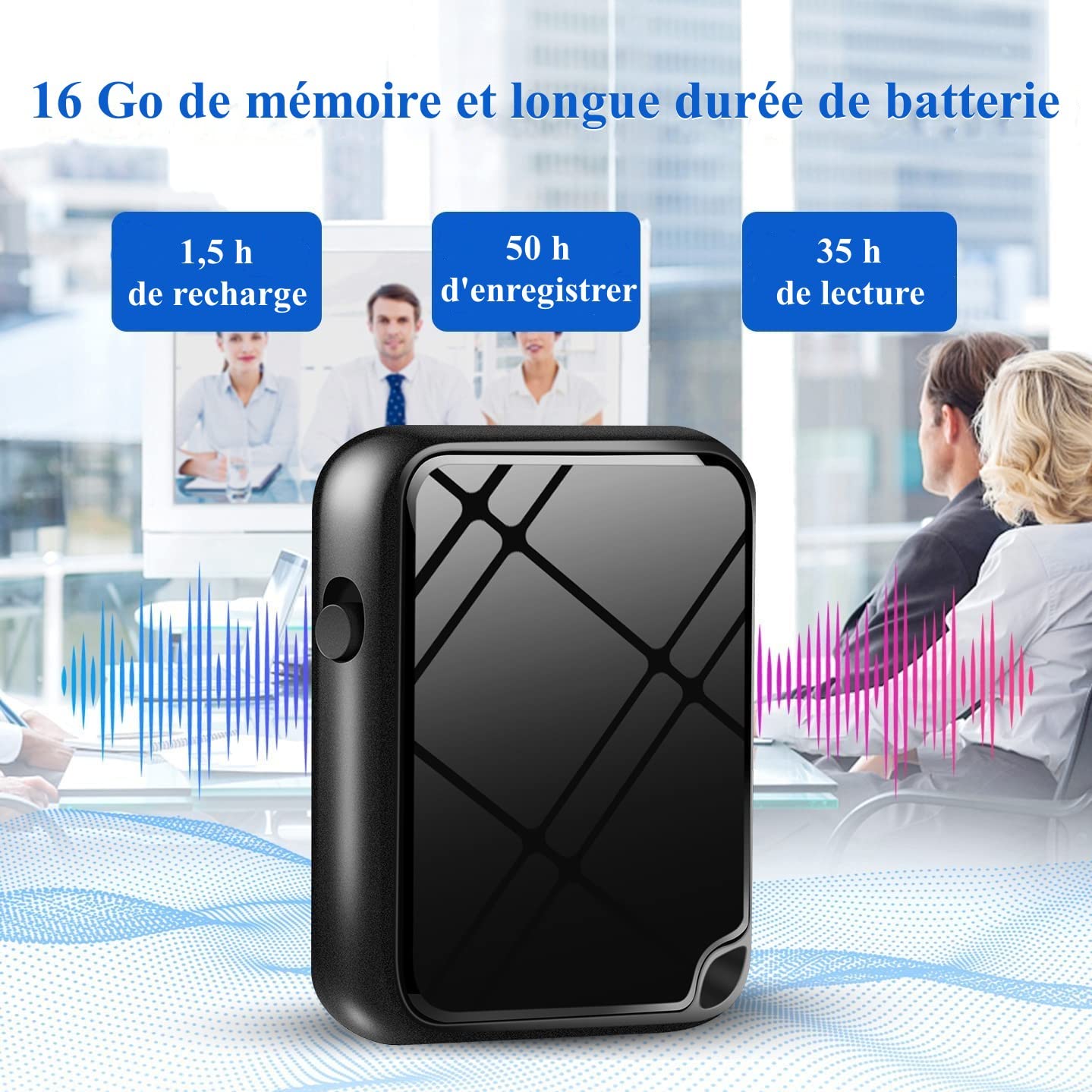 TDW Enregistreur Vocal, Dictaphone Numérique Micro Discret avec Activation Vocale, Dictaphone Portable Rechargeable, MP3 Player pour Cours, Réunions et Entretiens, 16GO, usb