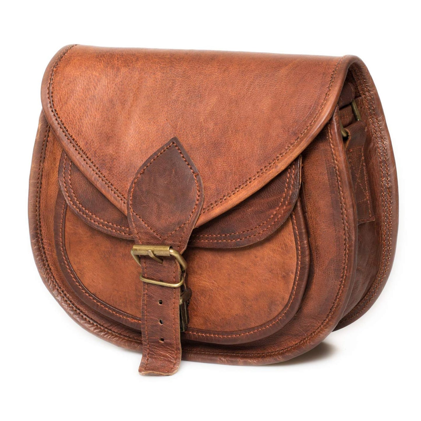 LEABAGS Sac à main en cuir femmes | Sac bandoulière cuir véritable de qualité supérieure | Sac à épaule | Sac de transport pour travail, université, école et loisirs | M (23 x 21 x 11 cm) | Cognac