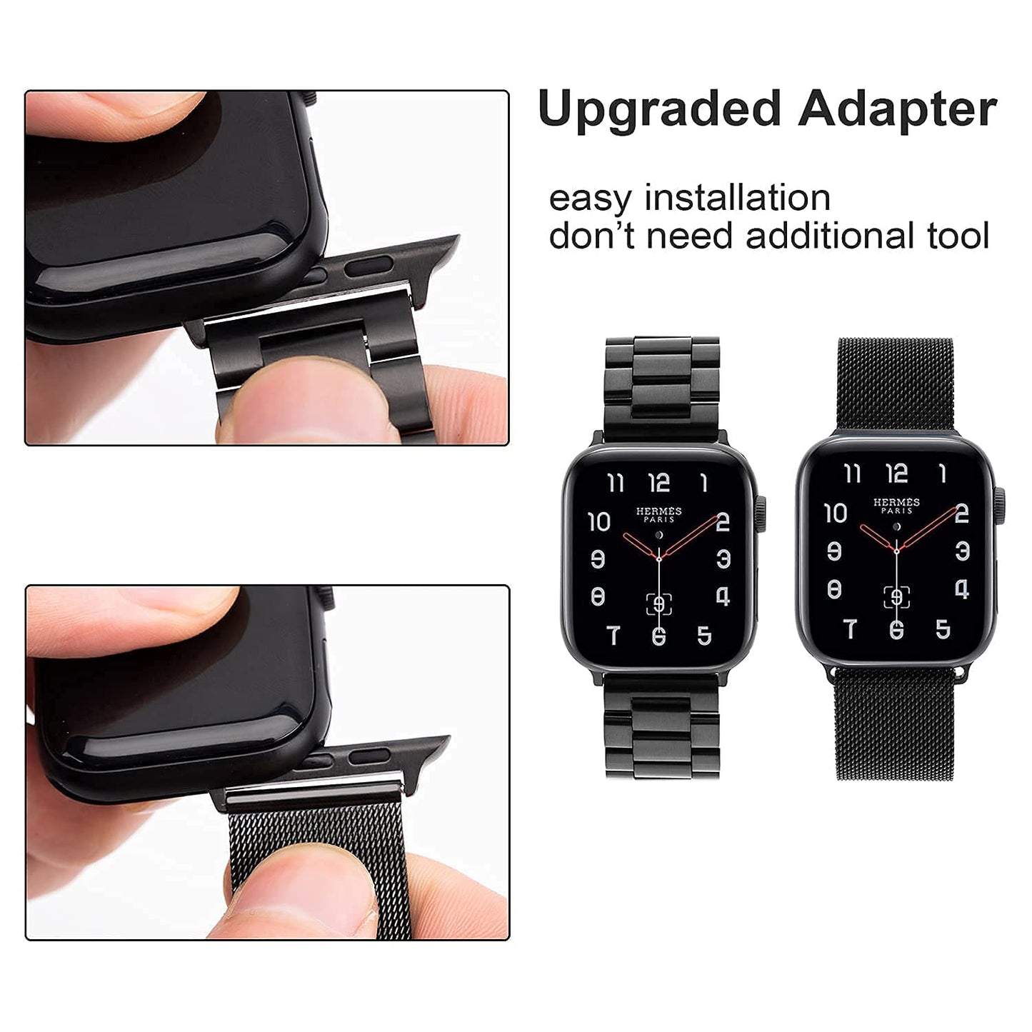 baklon Compatible avec Bracelet Apple Watch 42/44/45/49mm en Acier Inoxydable Metal pour Bracelet iWatch Series Ultra2/Ultra/SE2/SE/9 8 7 6 5 4 3 2 1 Noir