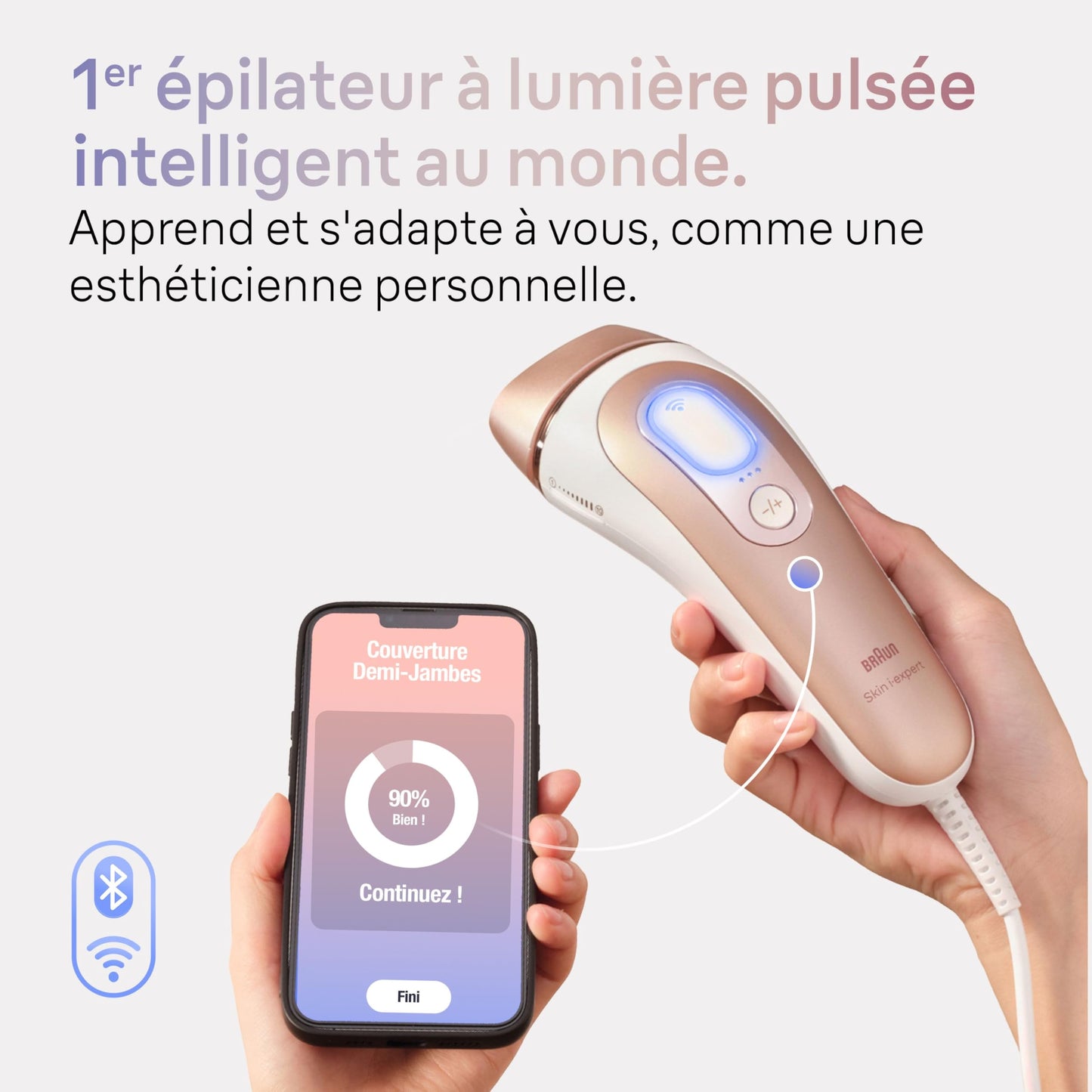 Braun Skin i·expert, Épilateur À Lumière Pulsée Intelligent, Épilation À Domicile, Alternative Au Laser, Avec Application, Vanity, Rasoir Venus, 4 Têtes Intelligentes, 1,5 an De Peau Douce, PL7387