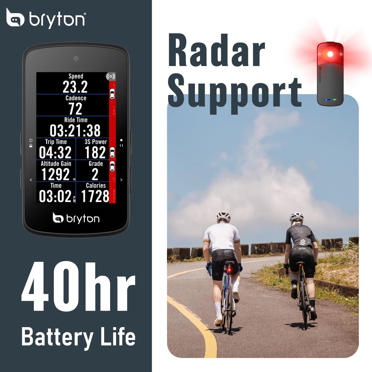 Bryton Rider 750SE Ordinateur de vélo GPS à écran Tactile Couleur LCD 2,8", Carte UE Hors Ligne, Compatible avec Le Radar de vélo, 40 Heures d'autonomie, Navigation avec trajectoire Courbe par Virage