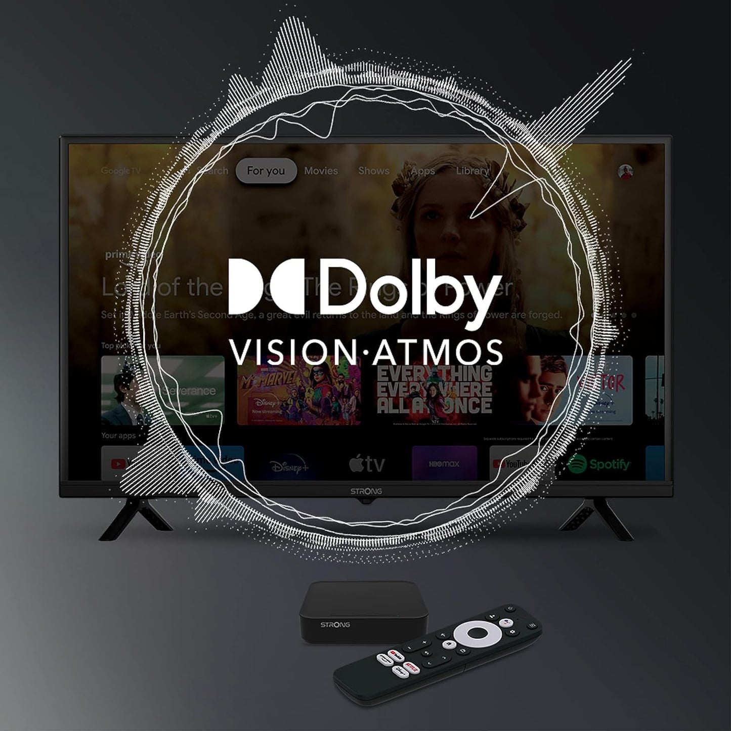 STRONG - Streaming Box Android TV 4K UHD - Leap-S3 - Chromecast Built-in - Compatible Assistant Vocal Google - Dolby Atmos & Dolby Vision - Facile à Installer - Noire