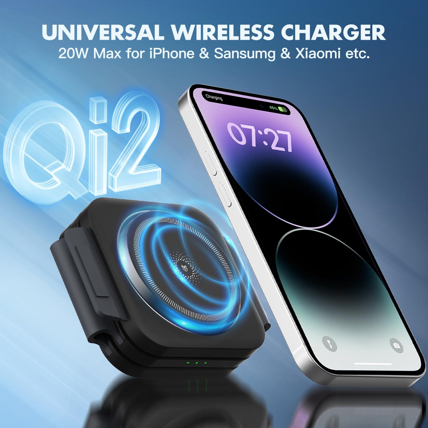 【Upgrade Qi2】 Chargeur Magsafe Induction iPhone - Universel 25W Max Station de Charge Apple Samsung Xiaomi 3 en 1 Chargeur sans Fil iPhone 16 15 14 13 12 11 X XS XR 8 Series, Apple Watch 10-2 Series