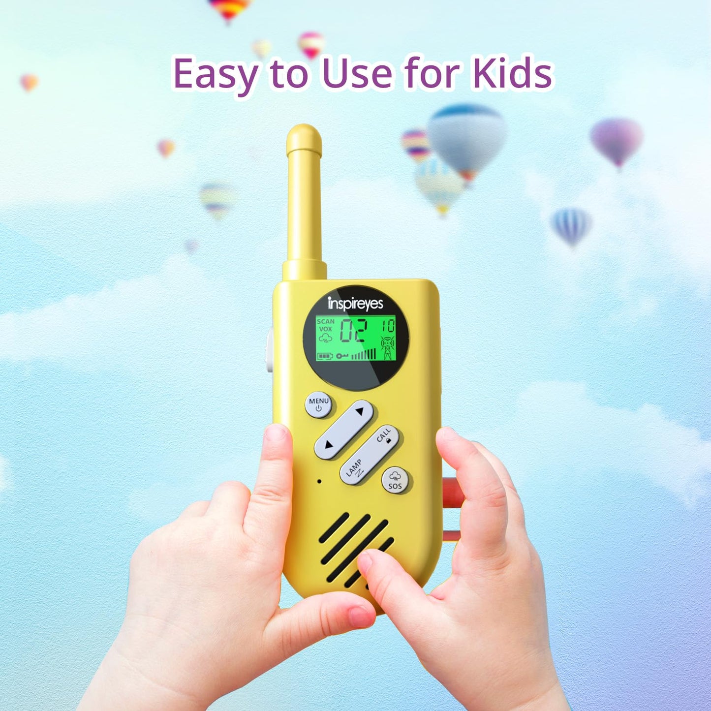 Inspireyes Talkie Walkie Enfants Rechargeable, 48 Heures de Temps de Travail, Longue Portée de 3 Kilomètres, Cadeaux d'anniversaire pour Garçons Filles, Jouets de Plein air pour Enfants de 3 à 12 Ans