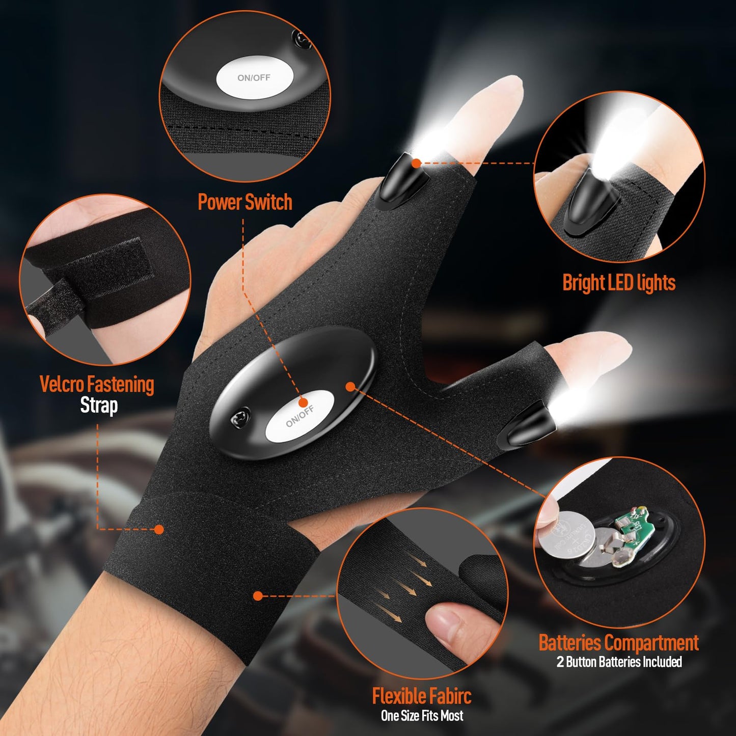 BIIB Idee Cadeau Homme, Gadget Insolite Utile Gants LED Lumineux, Cadeau Saint Valentin pour Homme, Cadeau Homme Original, Cadeau Papa, Cadeau Fete des Peres, Cadeau Anniversaire Homme Femme