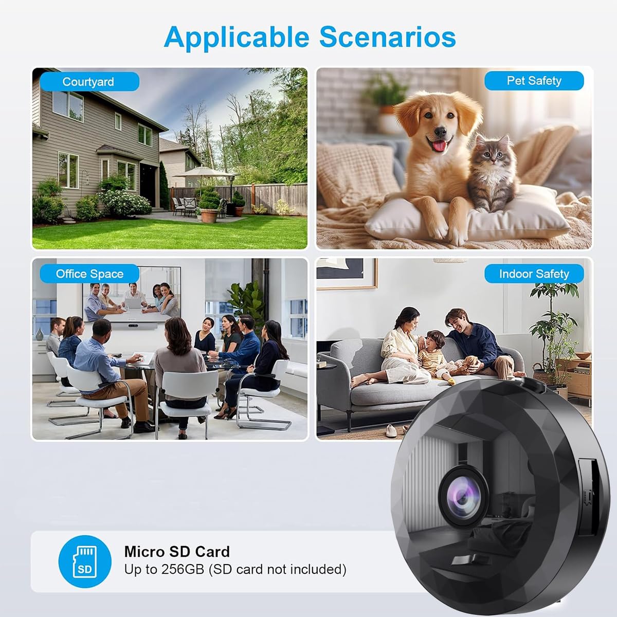 DVONE Mini Caméra Espion, WiFi 1080P HD Mini Caméra de Surveillance Interieur/Extérieur sans Fil avec Audio et Vidéo, avec Enregistrement Longue Batteries, pour l'extérieur/intérieur