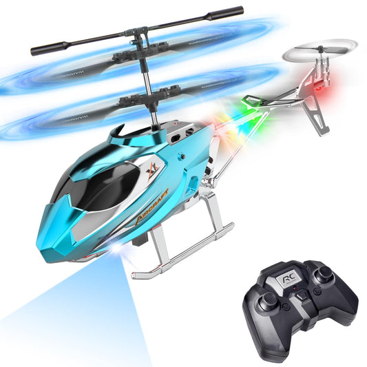 TERRAMUS Hélicoptère RC, Hélicoptère Télécommandé 2.4G avec Lumière LED, à Maintien d'altitude avec Gyroscope, Décollage par Une Seule Touche, Avions d'intérieur pour Les Enfants Adulte