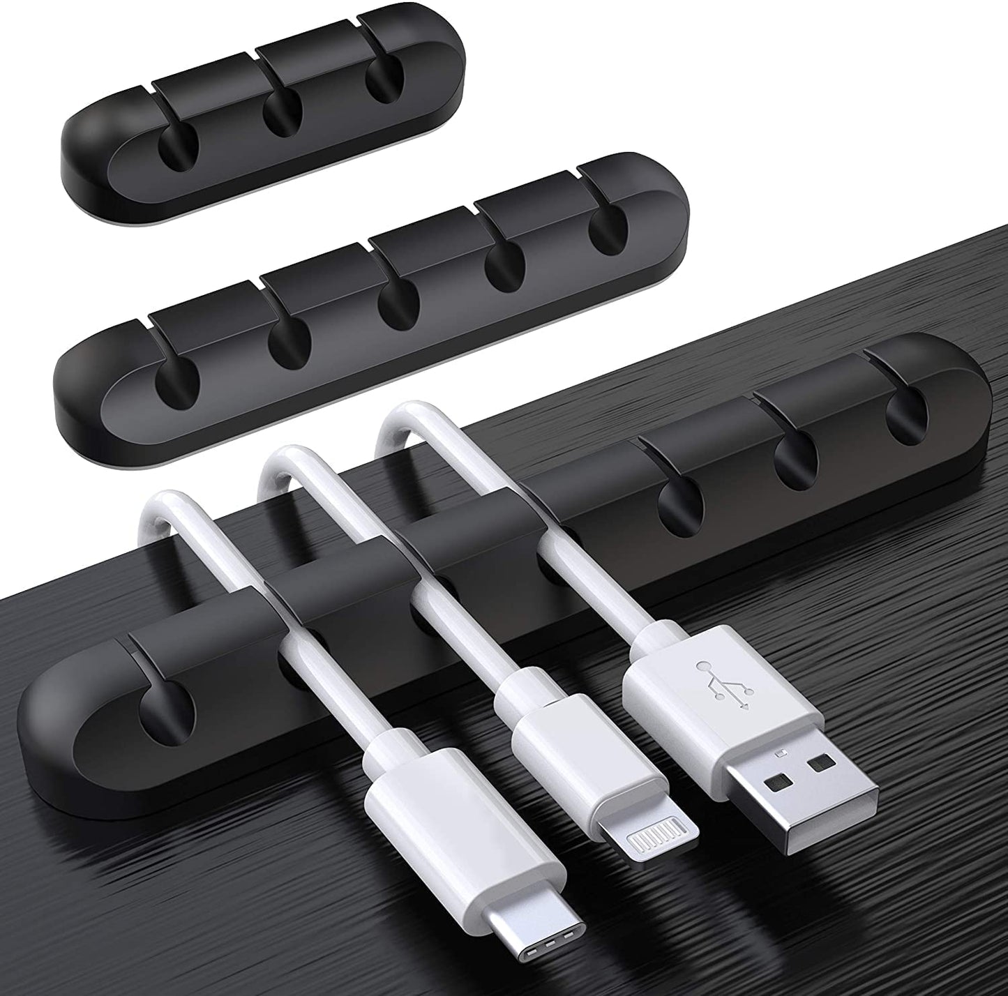 SOULWIT® Clips Câble Organisateur Bureau, Lot de 3 Support de Câble, Organisateur de Cordon, Gestion des Cables, Câble Rangement pour USB Câbles de Chargeur/Souris/Écouteur/PC