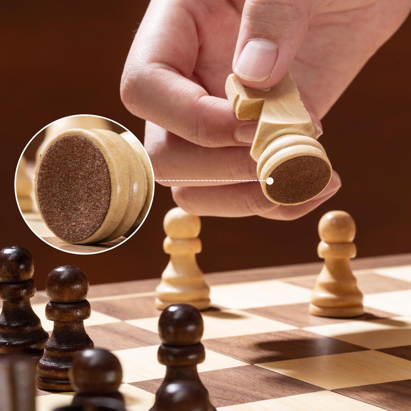 ASNEY Jeu D'Échecs Magnétique Amélioré, Jeu D'Échecs en Bois De Tournoi De 15 "Staunton avec Pièce D'Échecs Artisanale Et Emplacements De Rangement pour Enfants Adultes