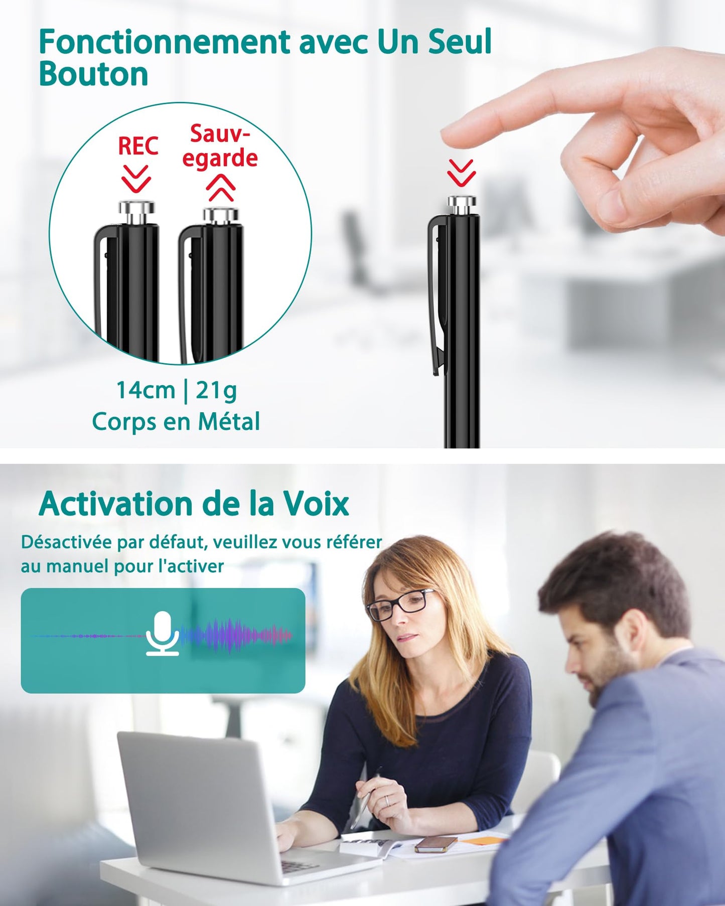 XIXITPY 64Go Dictaphone Enregistreur Vocal, Enregistreur Vocal avec 908 Heures de Capacité D'enregistrement, Dictaphone avec Activation Vocale pour Réunions Conférences Interviews