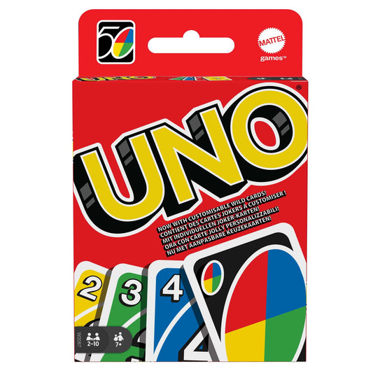 Mattel Games UNO Classique, Jeu De Cartes Familial pour Enfants Et Adultes, Jeu De Société pour Soirée Jeux en Famille Ou en Voyage, 2 À 10 Joueurs, Jouet pour Enfant de 7 Ans et Plus, W2087