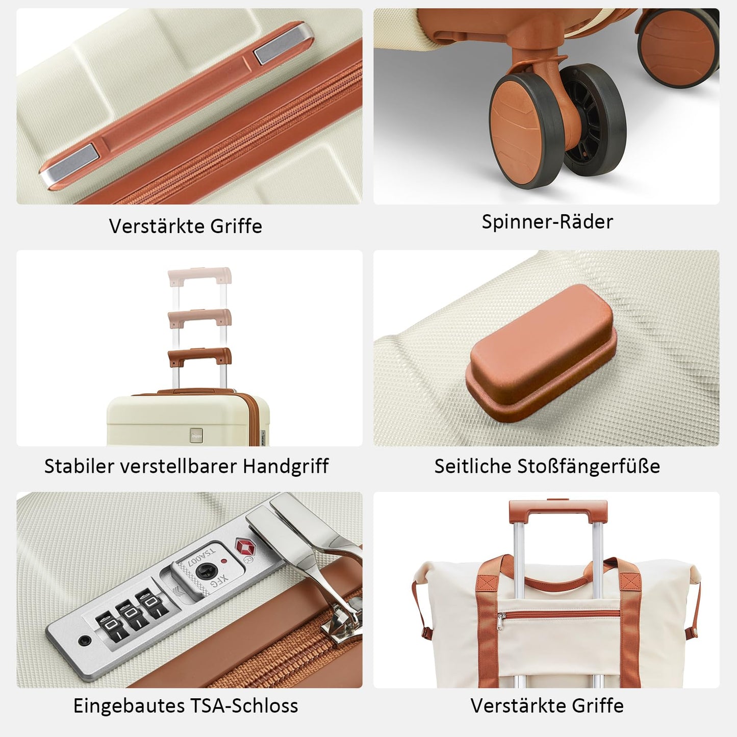 imiomo Set de Valises, 5 Pièces Ensemble de Valise Trolley de Voyage, Bagages Cabine à Grand Espace, Roues 360° et Serrure TSA, Inclus 1 Trousse de Toilette et 1 Sac Imperméable