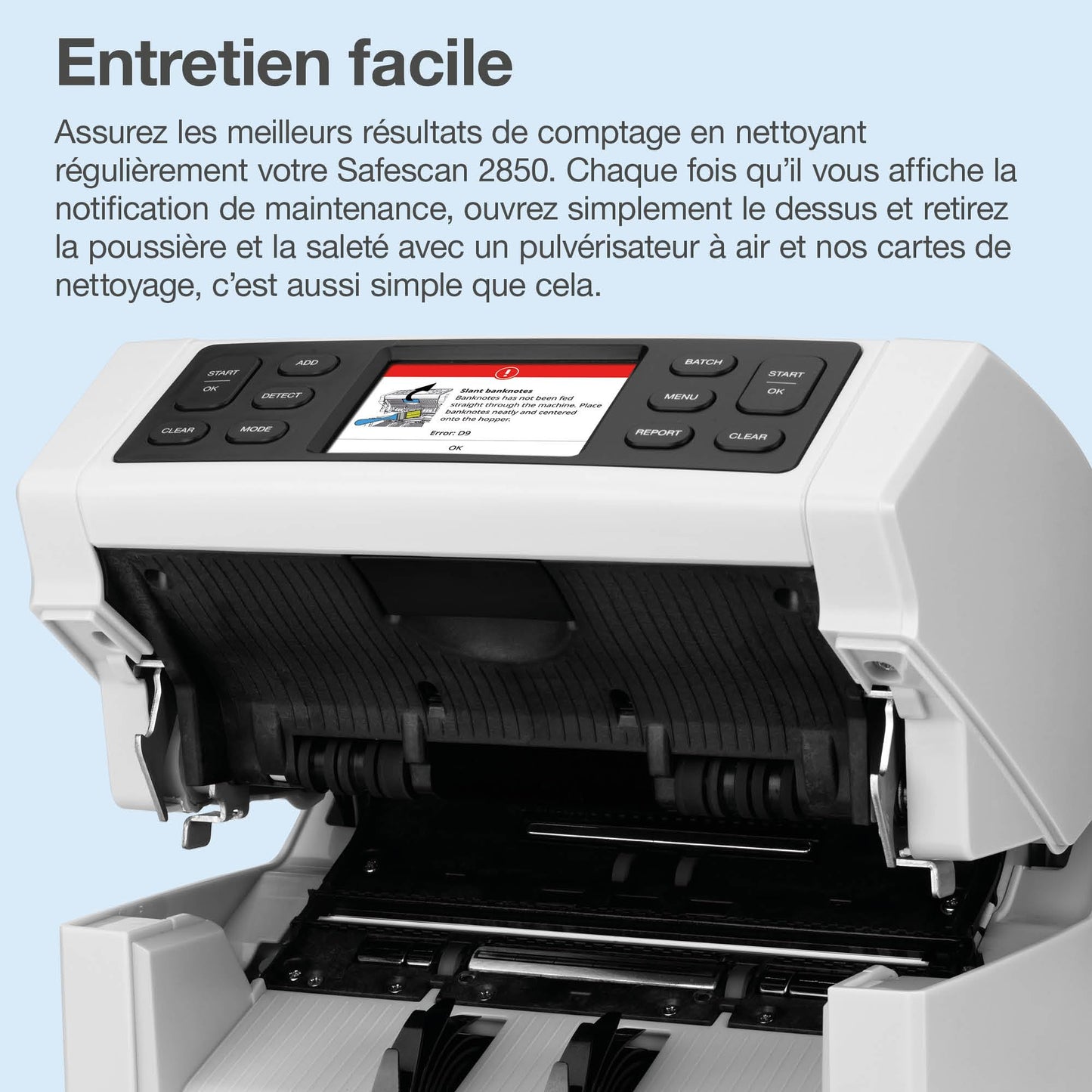 Safescan 2850 compteuse de billets qui compte les billets triés - Compteur de billets avec détection de faux billets sur 3 points - Machine à compter les billets triés de toutes les devises