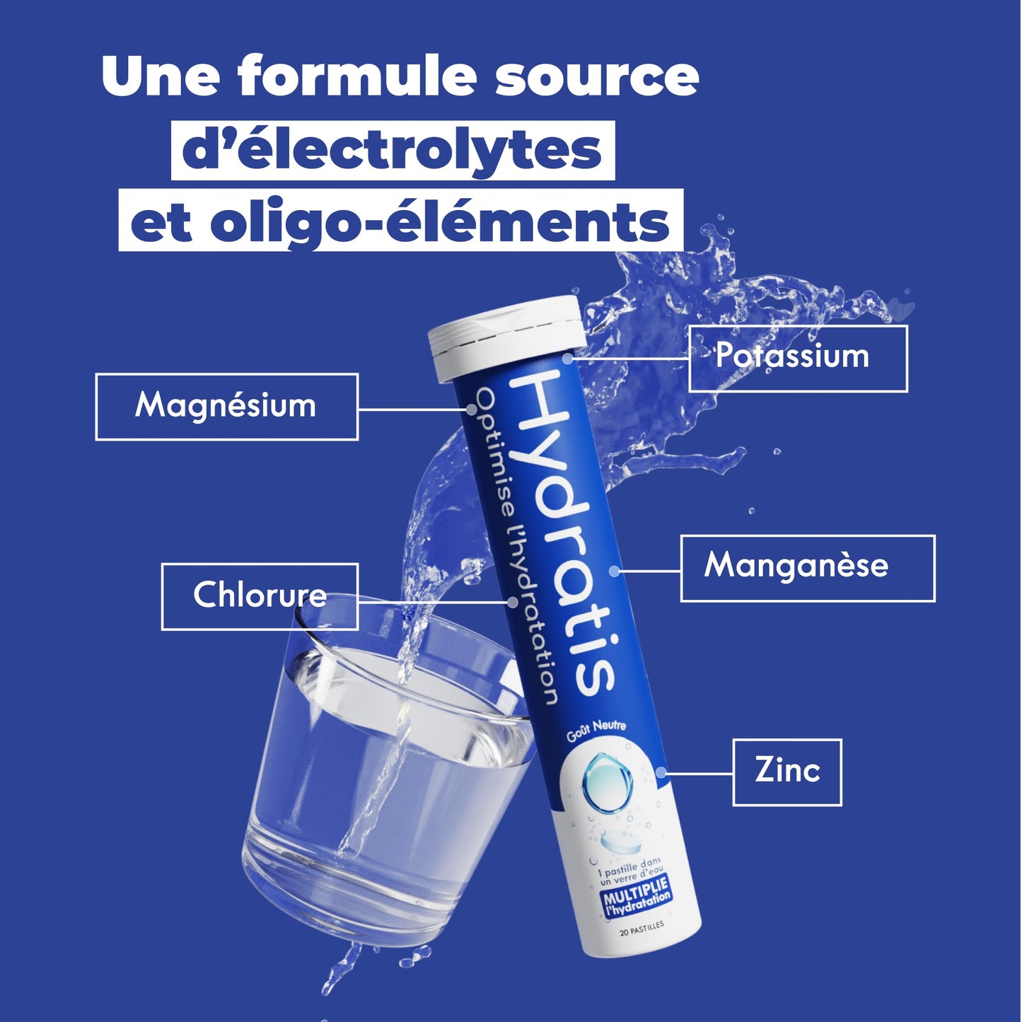 HYDRATIS - Pastilles Effervescentes Fruits des Bois - Optimise l'Hydratation - Riche en Minéraux - Faible en Sucre - Goûts Légers - Sport, Crampes, Récupération - 20 Pastilles