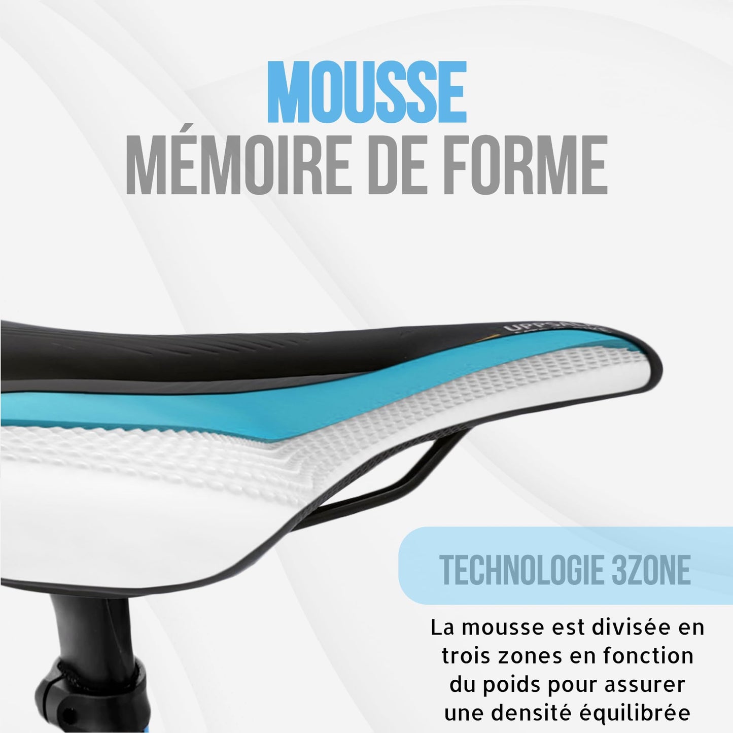 GADISTA France, Selle Velo Uppsala, Selle de Velo Ultra Confortable Fait Mains en Italie avec Technologie brevetée 3ZONES, Selle VTT VTTAE Gravel étanche pour Hommes Femmes avec Design Ergonomique