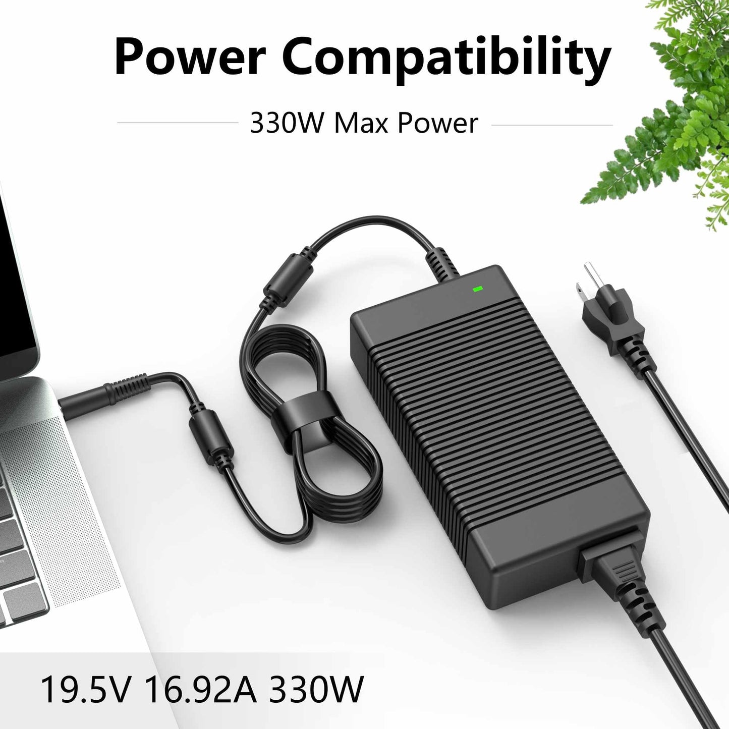 330W 16.92A 19.5V LA330PM190 Chargeur secteur pour Dell G15 G16 5530 7630 7620 Alienwar Area-51m X51 M18x X17 M17 DA330PM190 DA30PM11 LA3 30PM16 0 Câble adaptateur pour l'alimentation du port