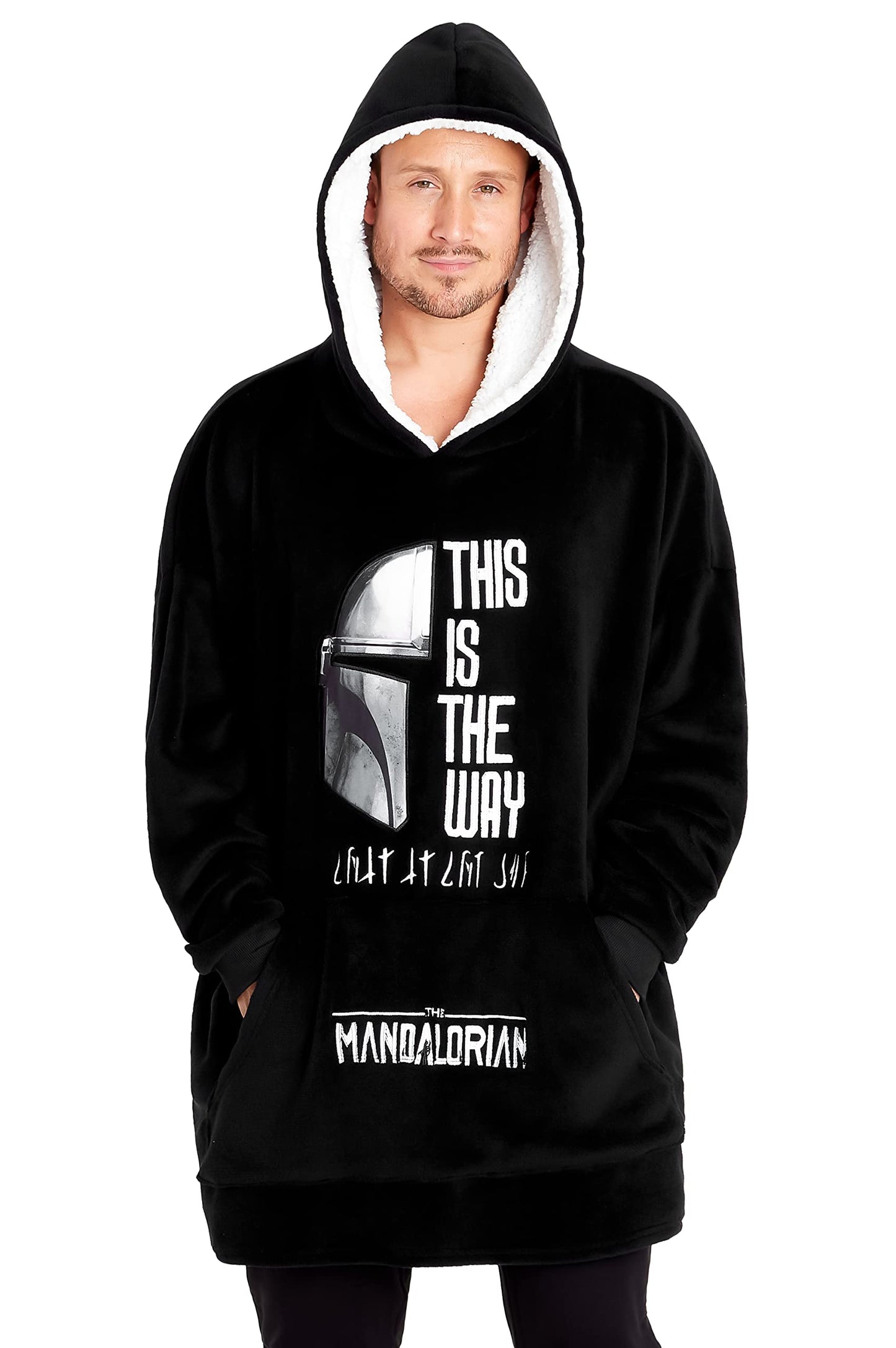 Disney The Mandalorian Sweat Polaire Homme Pull Oversize Baby Yoda (Noir/Blanc)