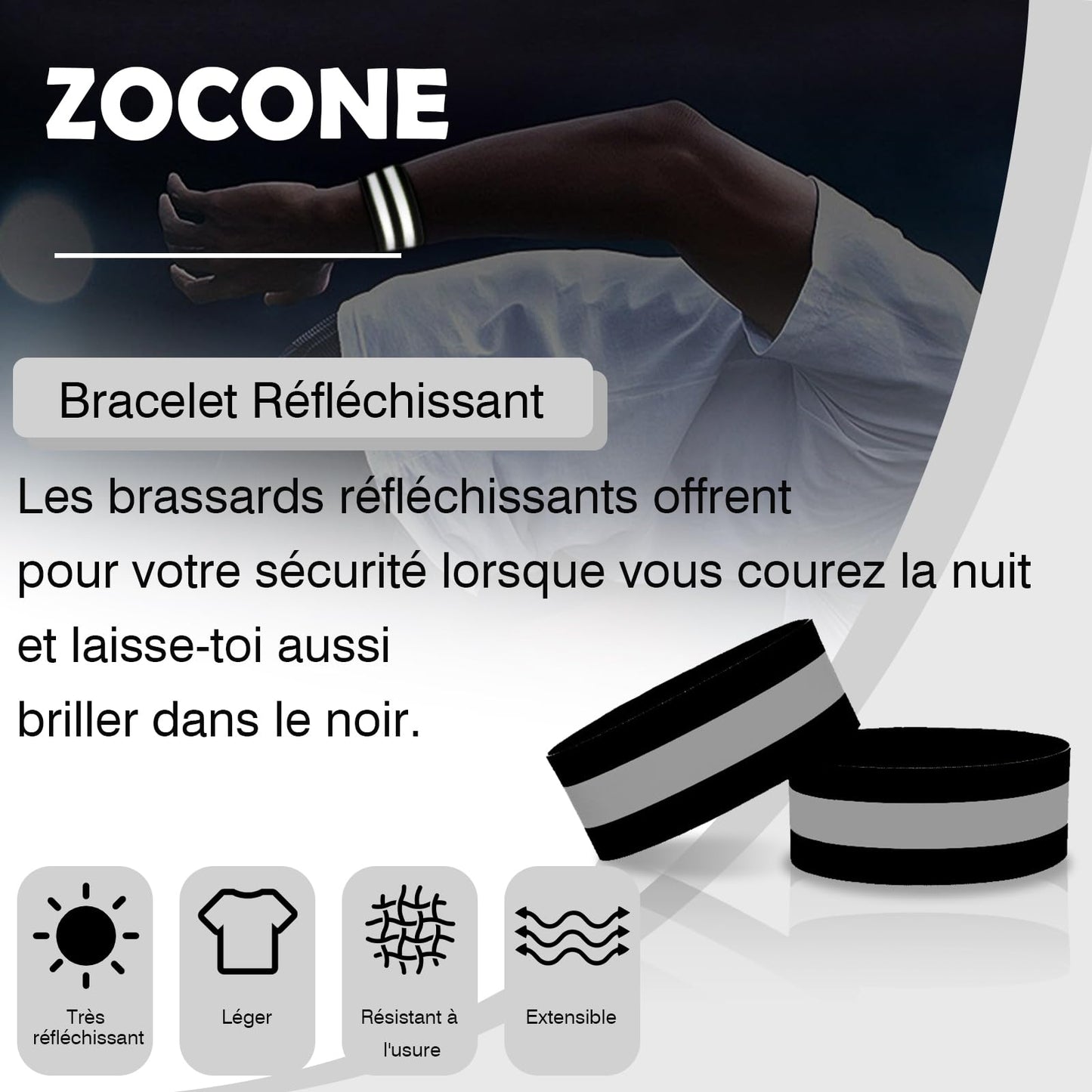 ZOCONE Gants Velo Hiver, Gants de Course Gants à éCran Tactile, Chauds Coupe-Vent Gants de Plein air Hommes Femmes, avec 1 Paire de Brassards Sport Réfléchissants pour Conduite, Vélo, Course