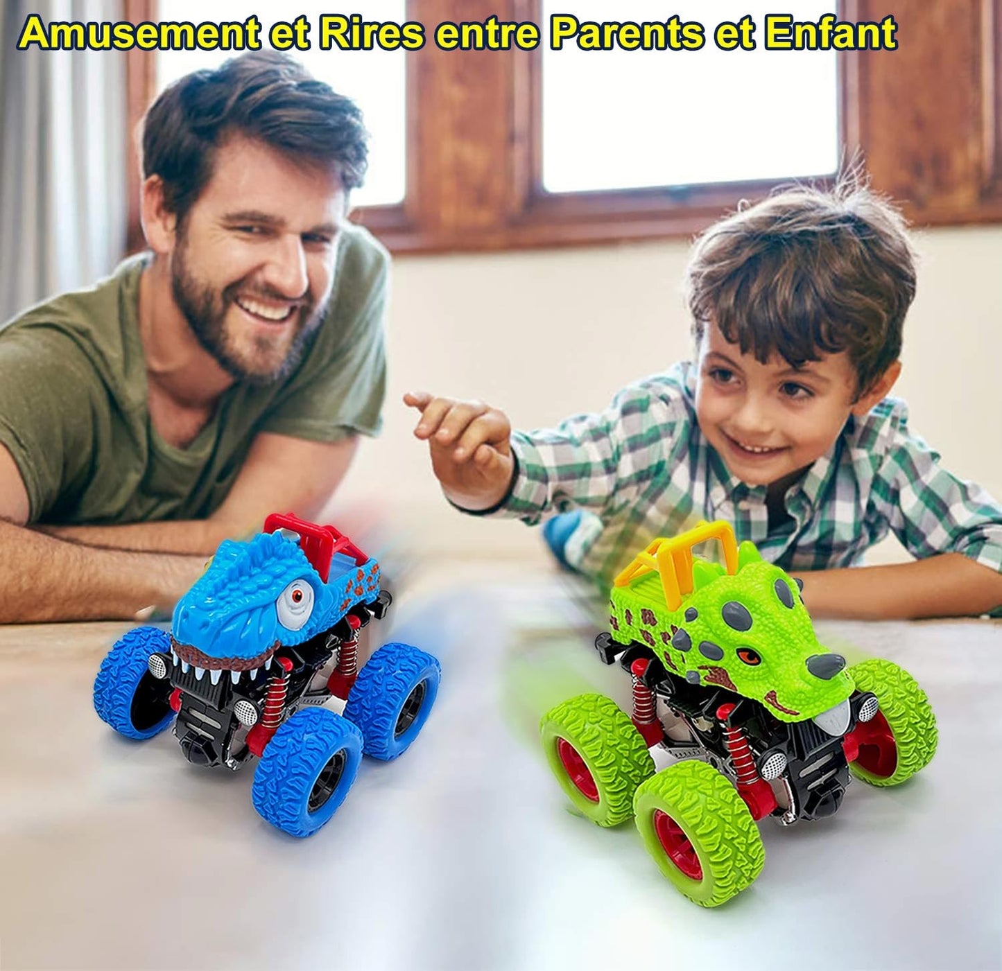 Voiture Jouet Lot de 2 Monster Truck Dinosaure, Cars Bebe Jeux Camion Enfant Garçon Cadeau 2 3 4 5 Ans