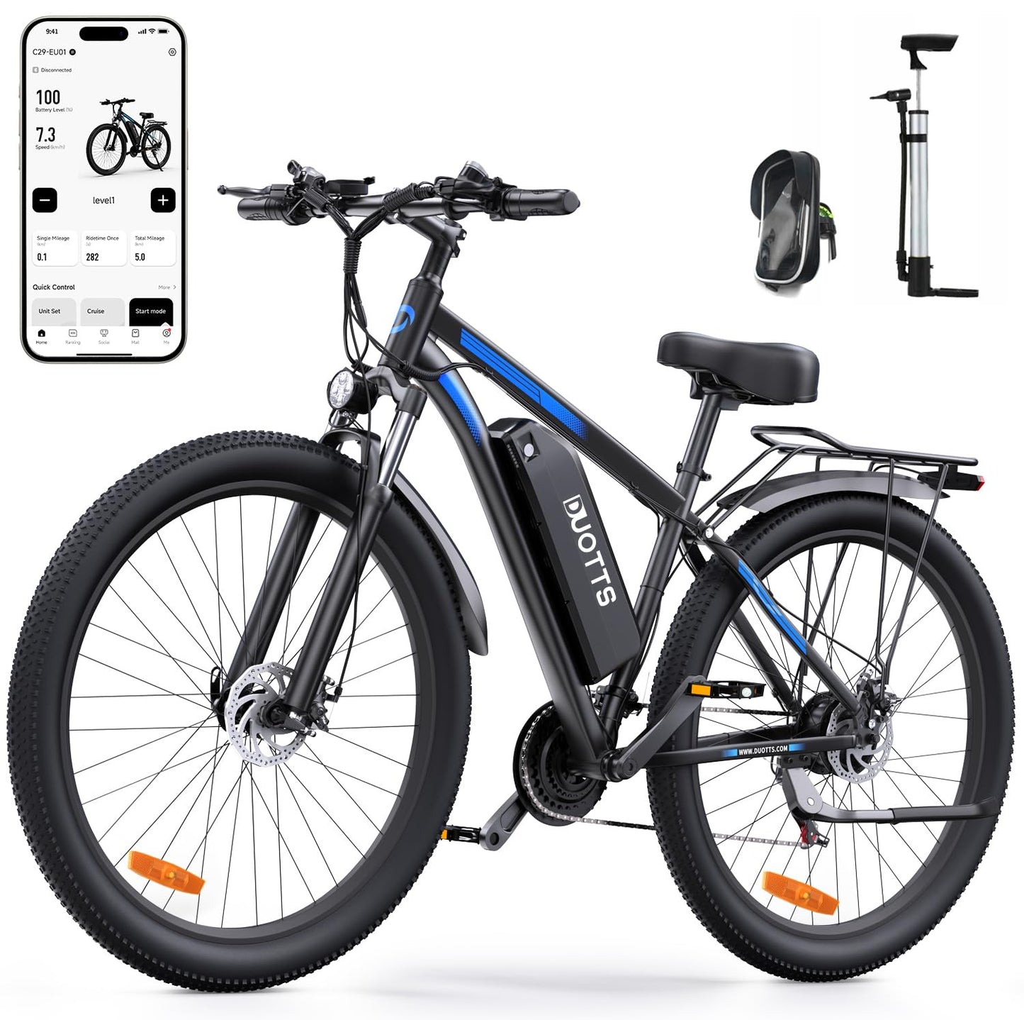 DUOTTS C29 Bicicletta Elettrica Adulti, 29 Pollici E Mountain Bike Con Batteria Rimovibile da 48V 15Ah e 250W Motore, Professionale 21 Velocità Con Display LCD, Bici Elettrica per Uomo e Donna