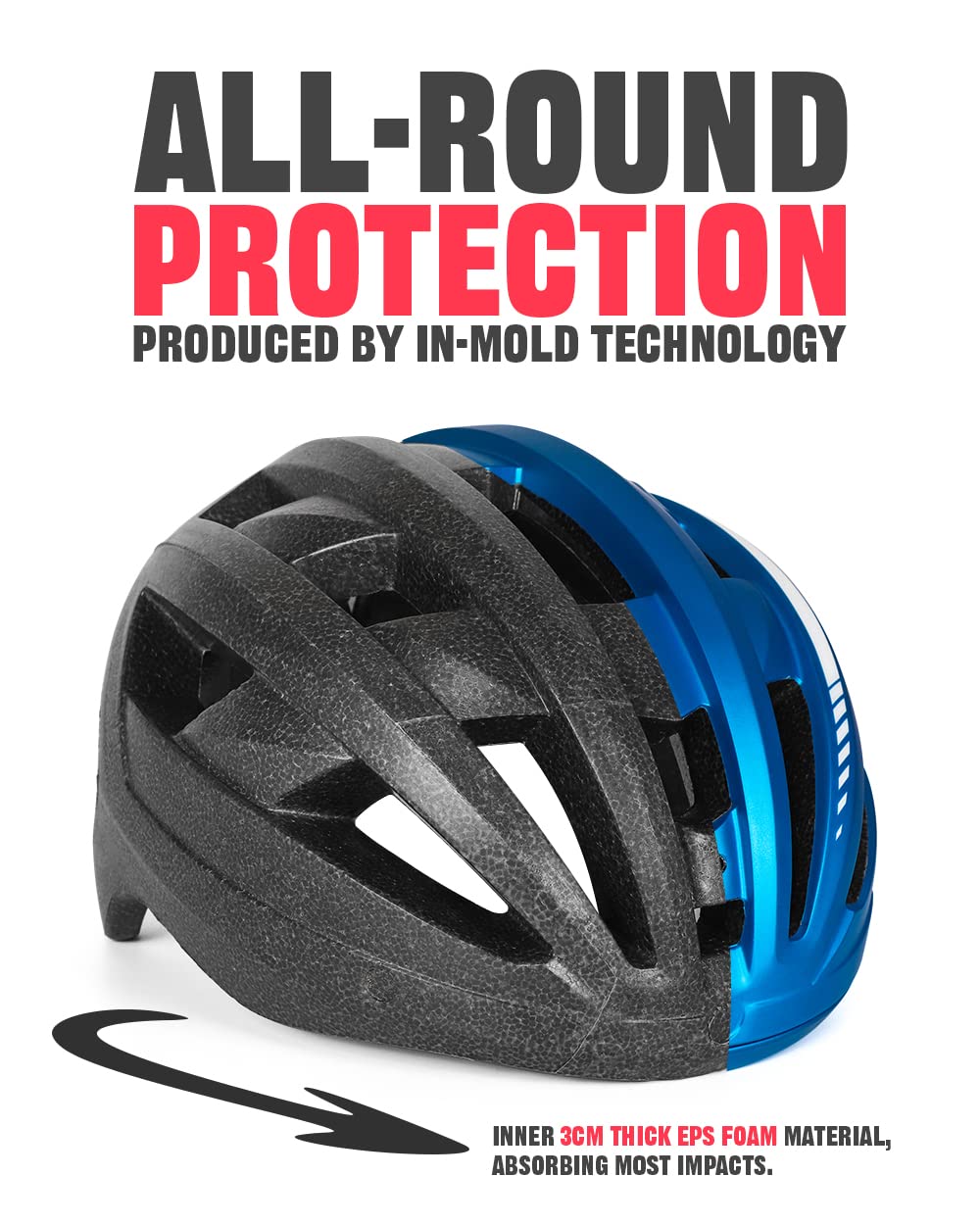 VICTGOAL Casque Velo Homme Casque VTT Montagne avec Visière Magnétique Amovible, Capuchon de Protection Solaire Amovible et éclairage LED Casque Velo Route pour Adulte (L: 57-61cm, Bleu Metal)