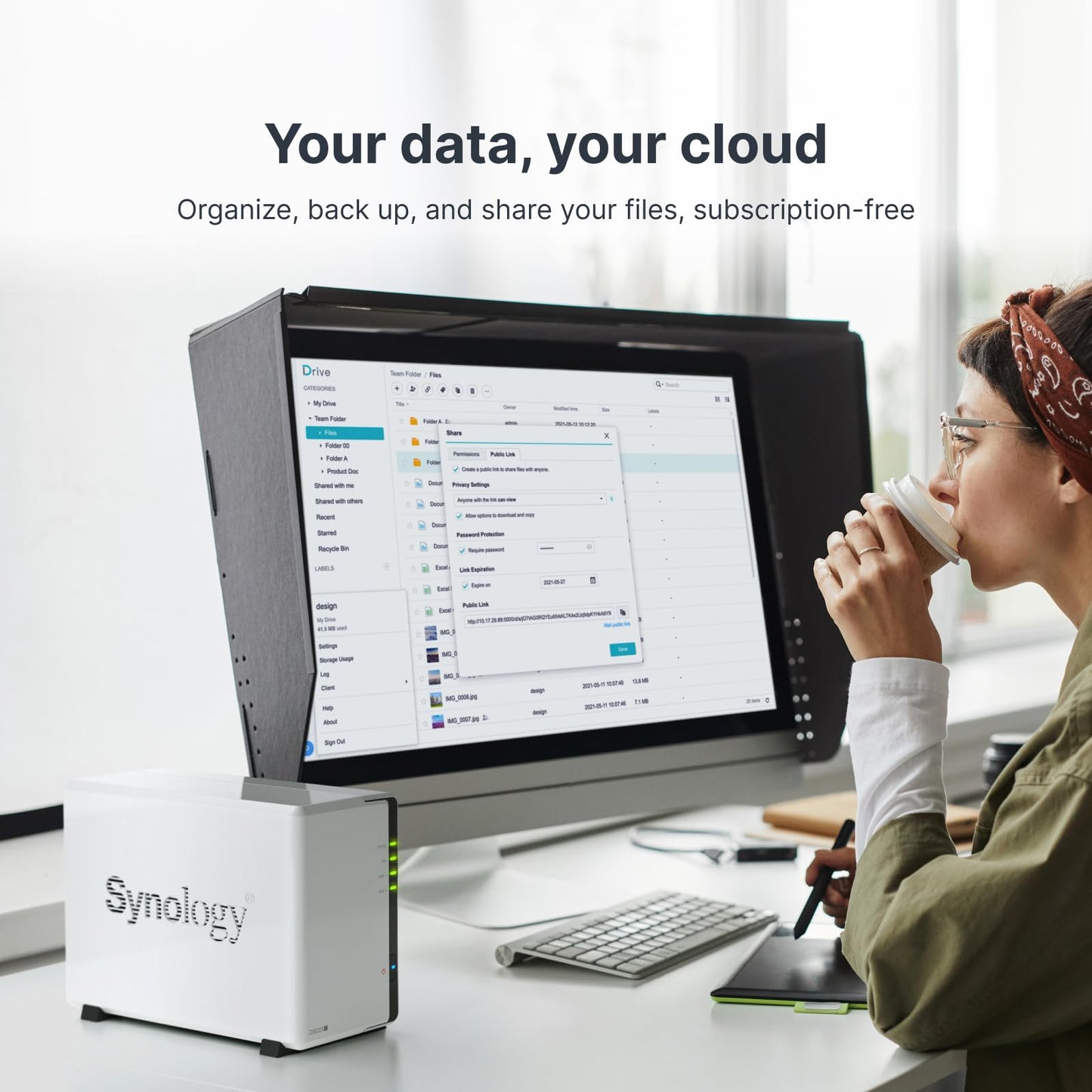 SYNOLOGY DS223J NAS de Bureau 2 Baies, Blanc