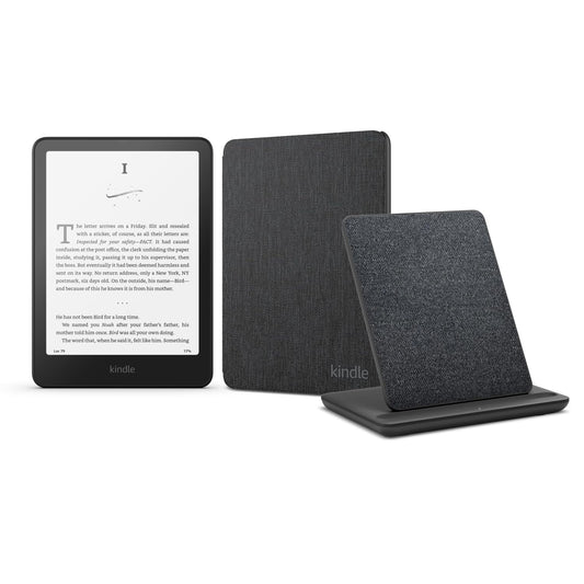 Kindle Paperwhite Signature Edition (version 2024) 32 GB sans publicité, une couverture en tissu Amazon et une station de chargement sans fil conçue pour Amazon