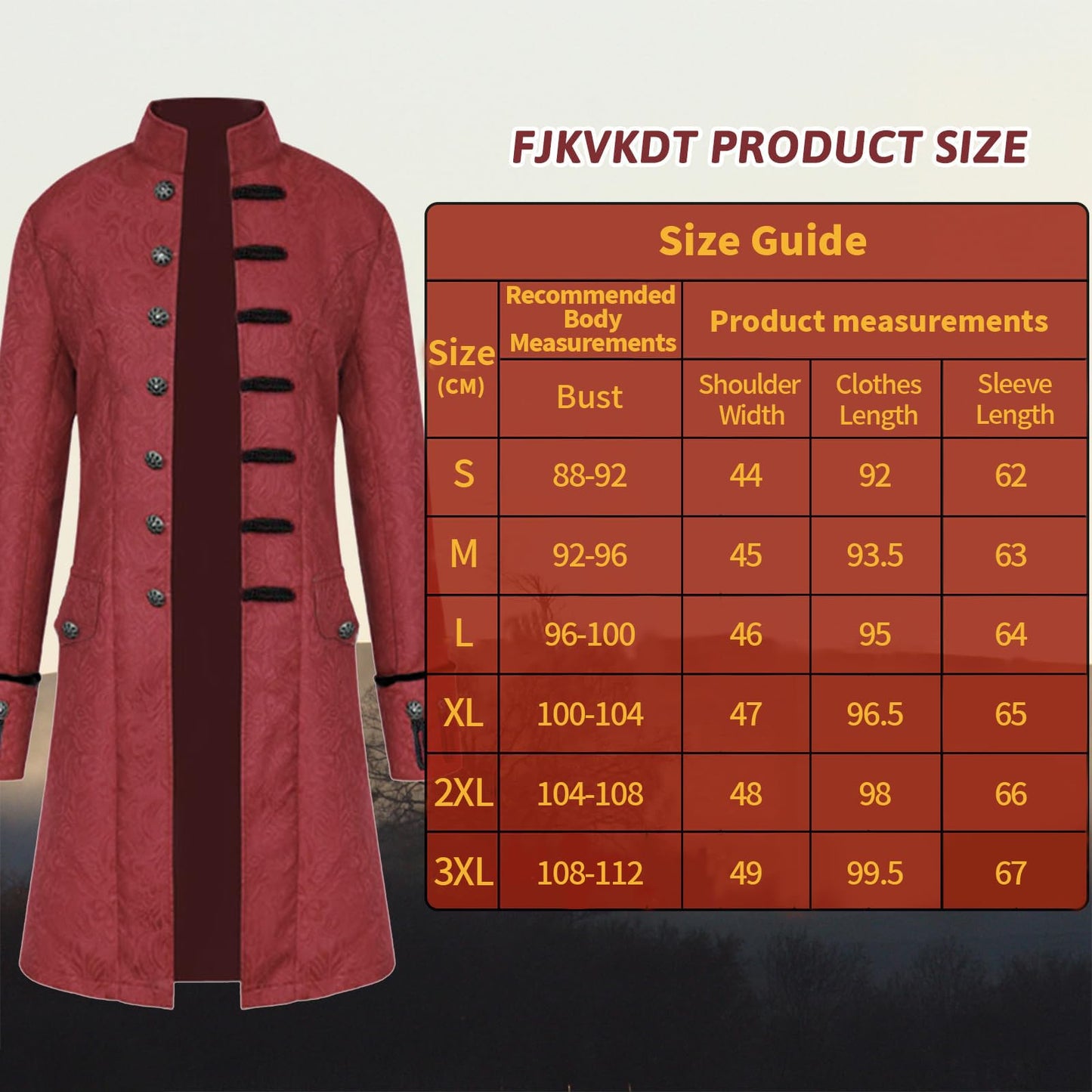 FJKVKDT Costume d'Halloween médiéval pour homme – Uniforme de cour victorienne – Tenue de la Renaissance – Style rétro – Festival – Cosplay quotidien (rouge, taille 2XL)