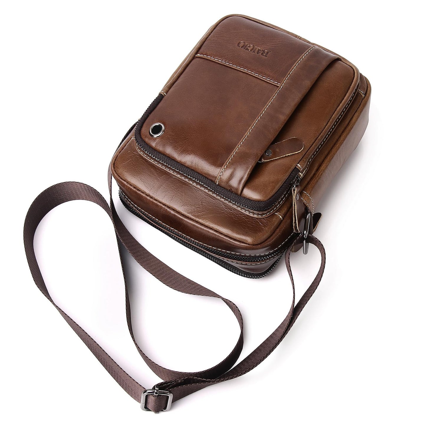 BAIGIO Sac a Bandouliere en Cuir Veritable pour Hommes Sac a Bandouliere en Cuir de Vachette Sacs de Voyage d'affaires etui pour iPad