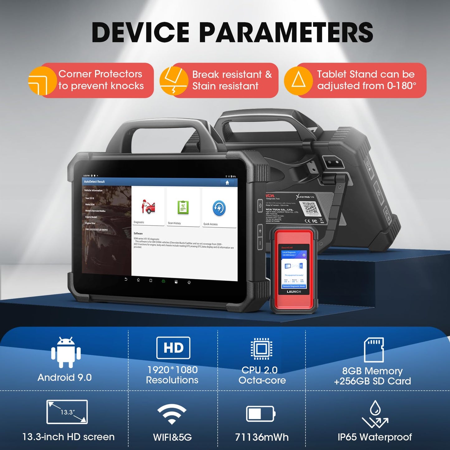 LAUNCH X431 Pad VII, Outil de reprogrammation J2534, Codage ECU en Ligne, Scanner de Diagnostic topologique, Mise à Jour X431 PAD3/ V+, 50+ Services, contrôle bi-directionnel, 2-Year Free Update