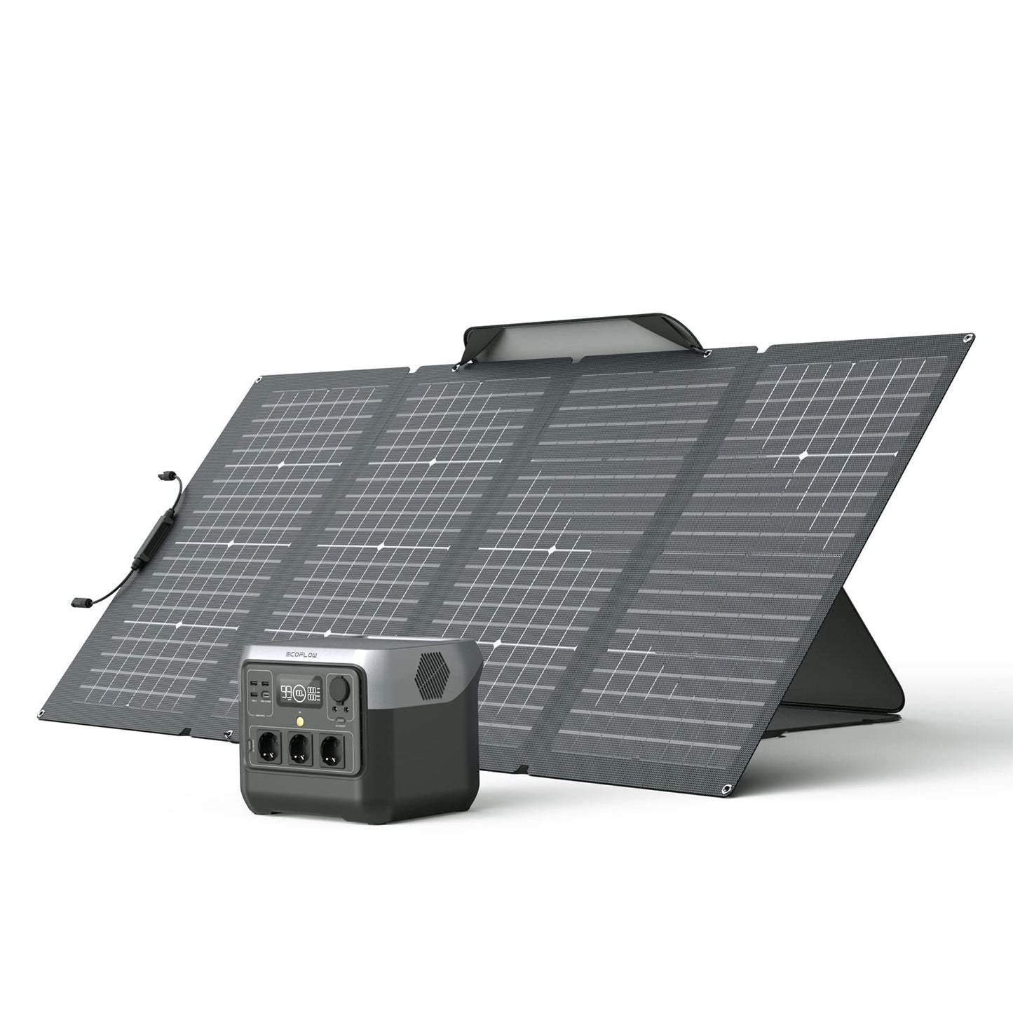 ECOFLOW Générateur solaire RIVER 2 Pro avec panneau solaire 220 W, batterie LiFePO4 768 Wh, 3 prises (CA) 300 W (max. de 1 600 W), station électrique portable pour camping,RVs