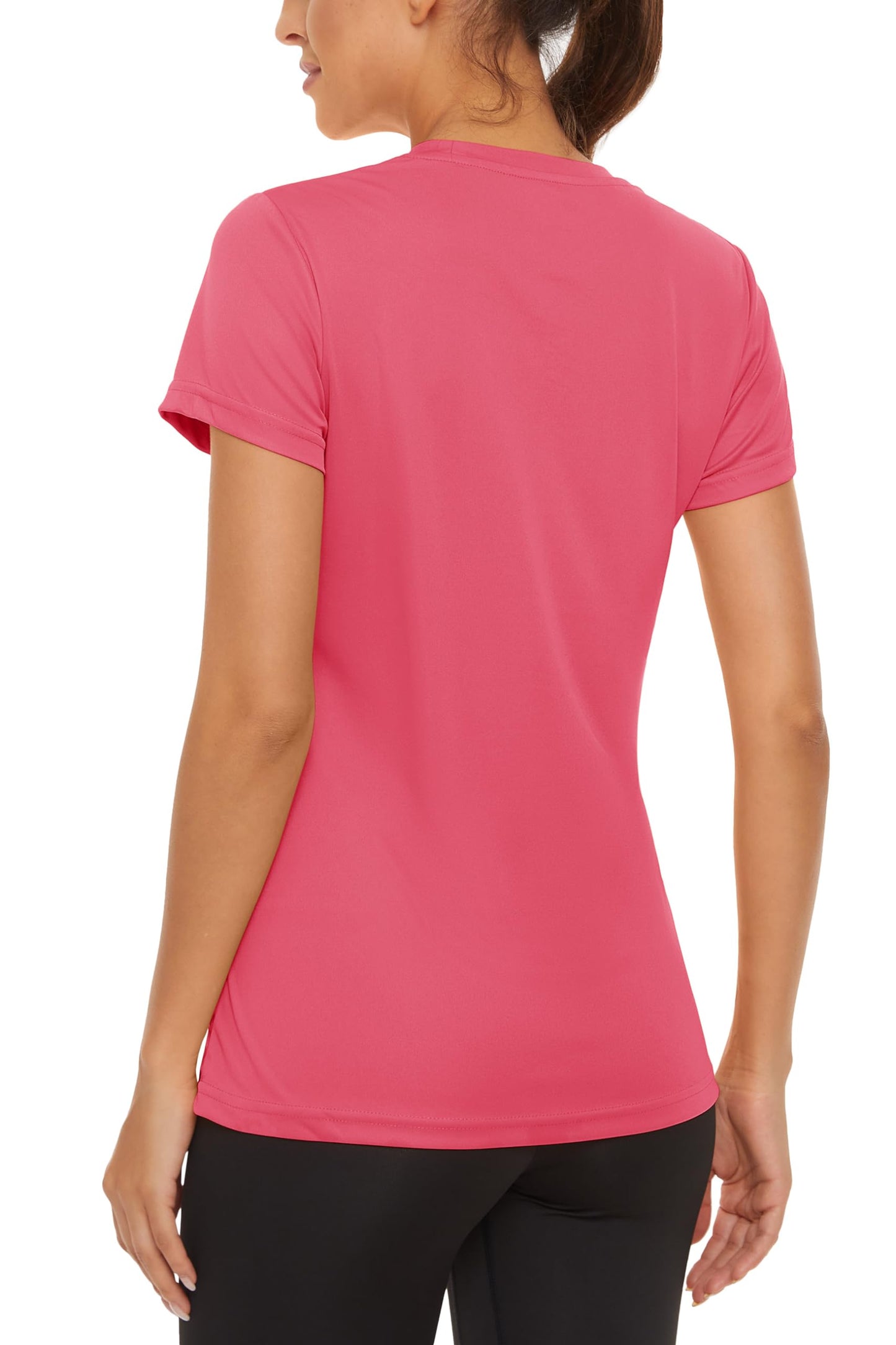 MAGCOMSEN T-shirt léger d'été pour femme - Manches courtes - UV - Séchage rapide - Indice de protection UPF 50+ - Couleur unie - Pour le jogging, la randonnée, Rose, L