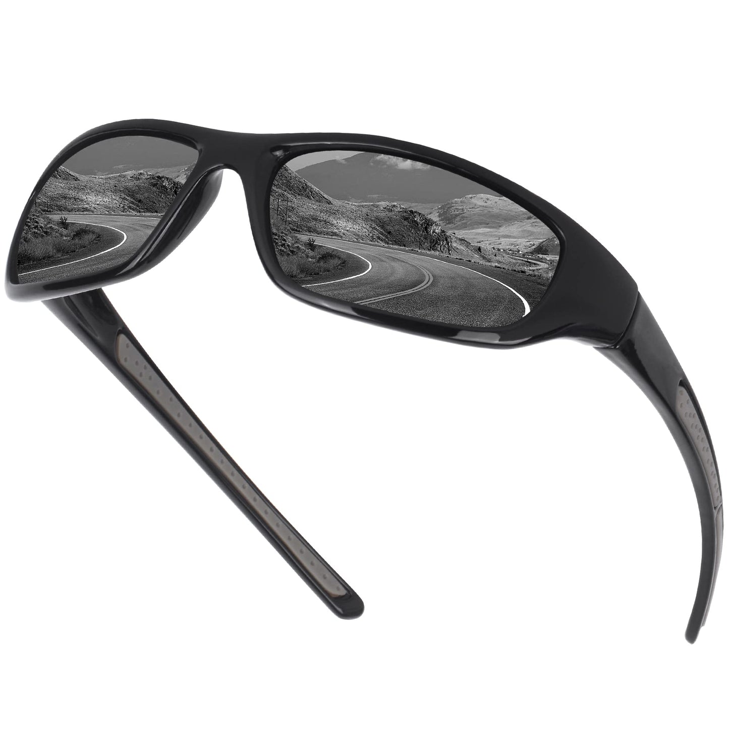 Vimbloom Lunettes de Soleil Hommes Polarisées Lunettes de sport Protection UV400 avec Conduite Vélo Pêche Course à pied pour Golf Hommes et Femmes VI367 (Mat Noir)