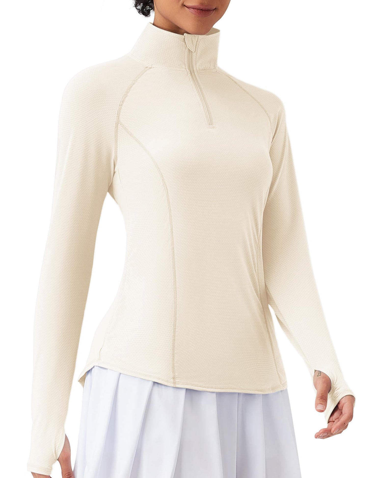 IECCP T-shirt à manches longues pour femme, protection UV UPF 50, pour l'extérieur, la randonnée, le safari, respirant, séchage rapide, haut de sport, beige, S