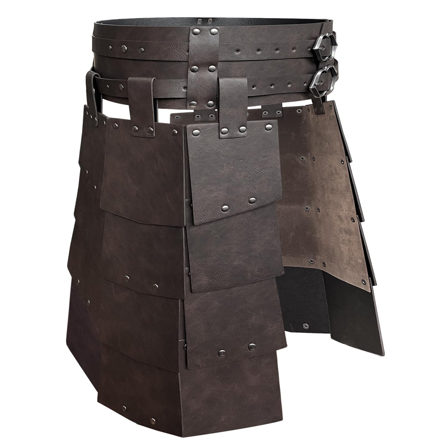 HiiFeuer Armure de cuisse médiévale en faux cuir à large ceinture, Armure de taille rétro à deux côtés, armure de jupe de mercenaire et de chevalier pour le jeu de rôle (Marron A)