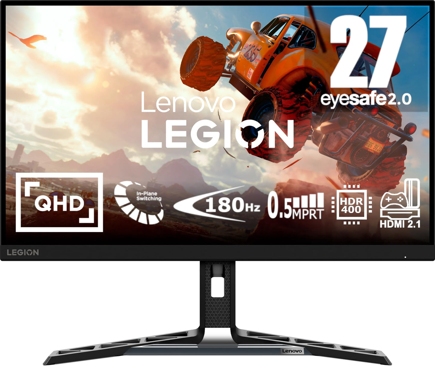 Lenovo Legion R27qe Écran Gaming 27" QHD (IPS, 180Hz, 0.5ms MPRT, Câble DP, HDMI, AMD FreeSync) Réglage en Inclinaison/Hauteur/Rotation/Pivot - Noir