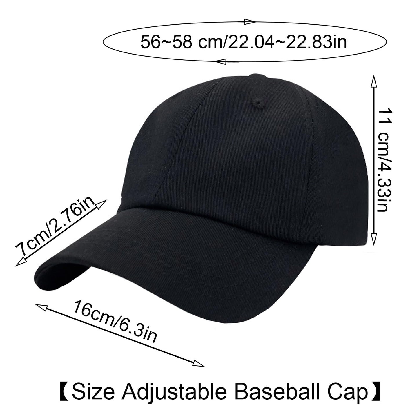 2 Pièces Casquette de Baseball en Cotton, Pliable Lavable Chapeau de Baseball, Casquette Homme Femme Réglable, Casquette de Baseball de Couleur Unie, pour Extérieur Sport (Noir, Bleu Marine)