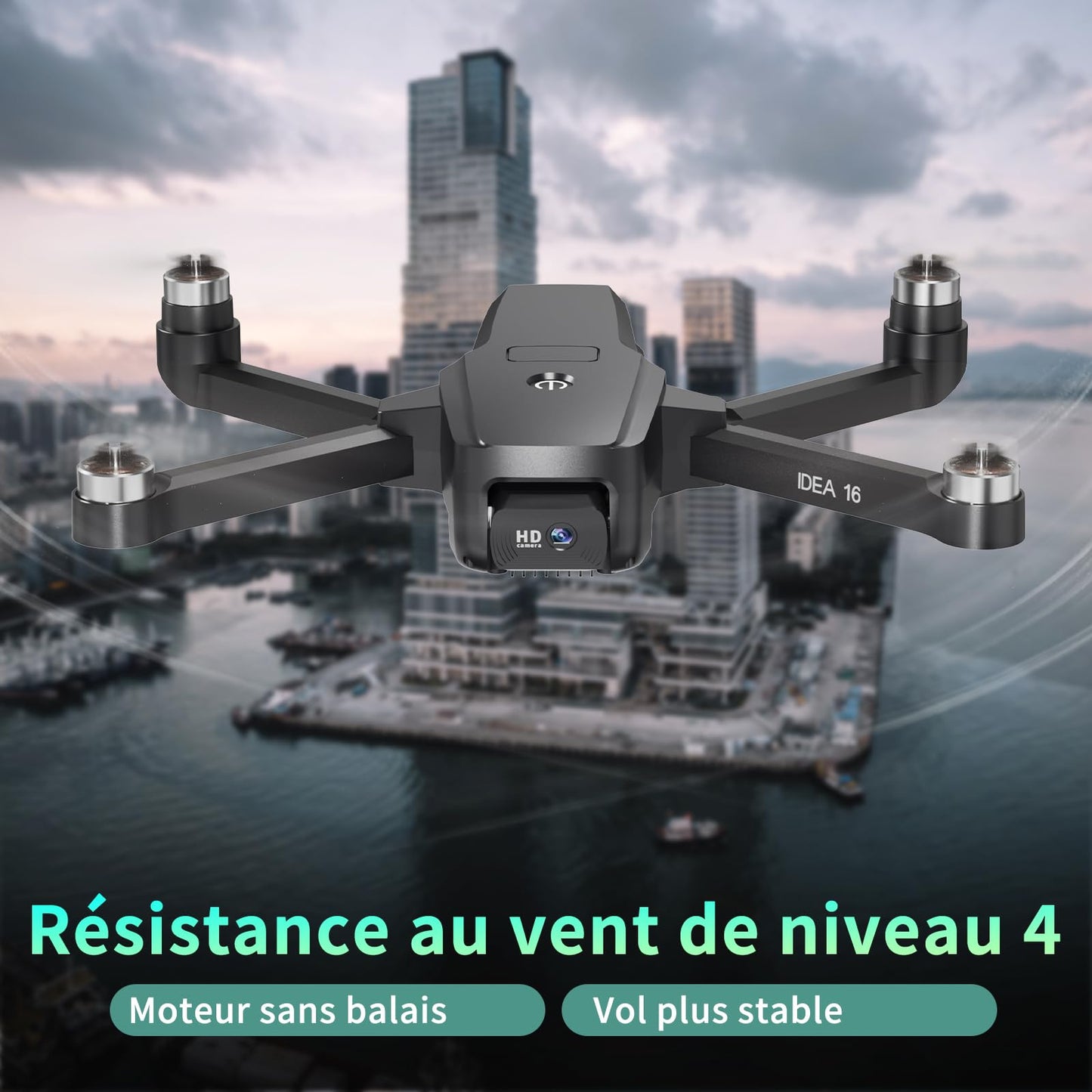 Drone avec Camera 4K HD Transmission WiFi 5G Moteur sans Balais Vitesse de Vol Maximale 40km/h Résistance au Vent Niveau 4 Drones pour Débutants avec 2 Batteries