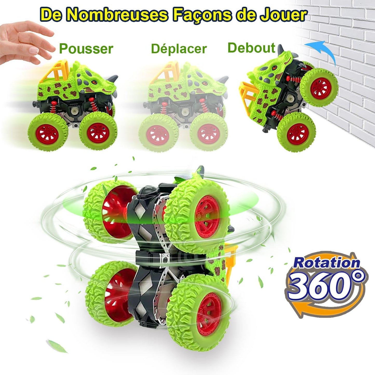 Voiture Jouet Lot de 2 Monster Truck Dinosaure, Cars Bebe Jeux Camion Enfant Garçon Cadeau 2 3 4 5 Ans