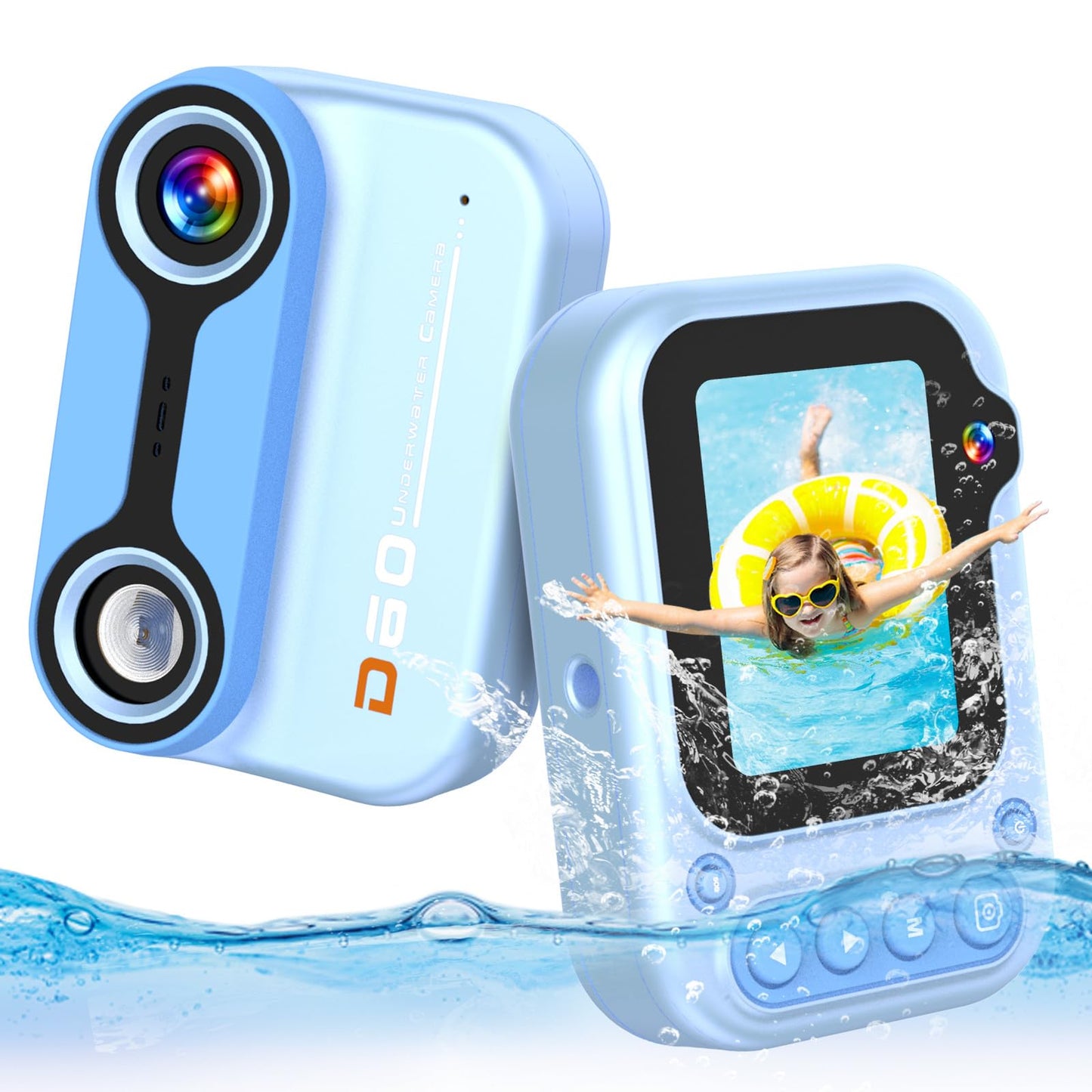 Appareil Photo pour Enfant Caméra étanche sous Marin Etanche 12MP 1080P Video Camera Waterproof Camera Aquatique 3M/10FT Appareil Photo Numériques pour Enfants avec Carte SD 32G, 2.4” LCD, 4X Zoom