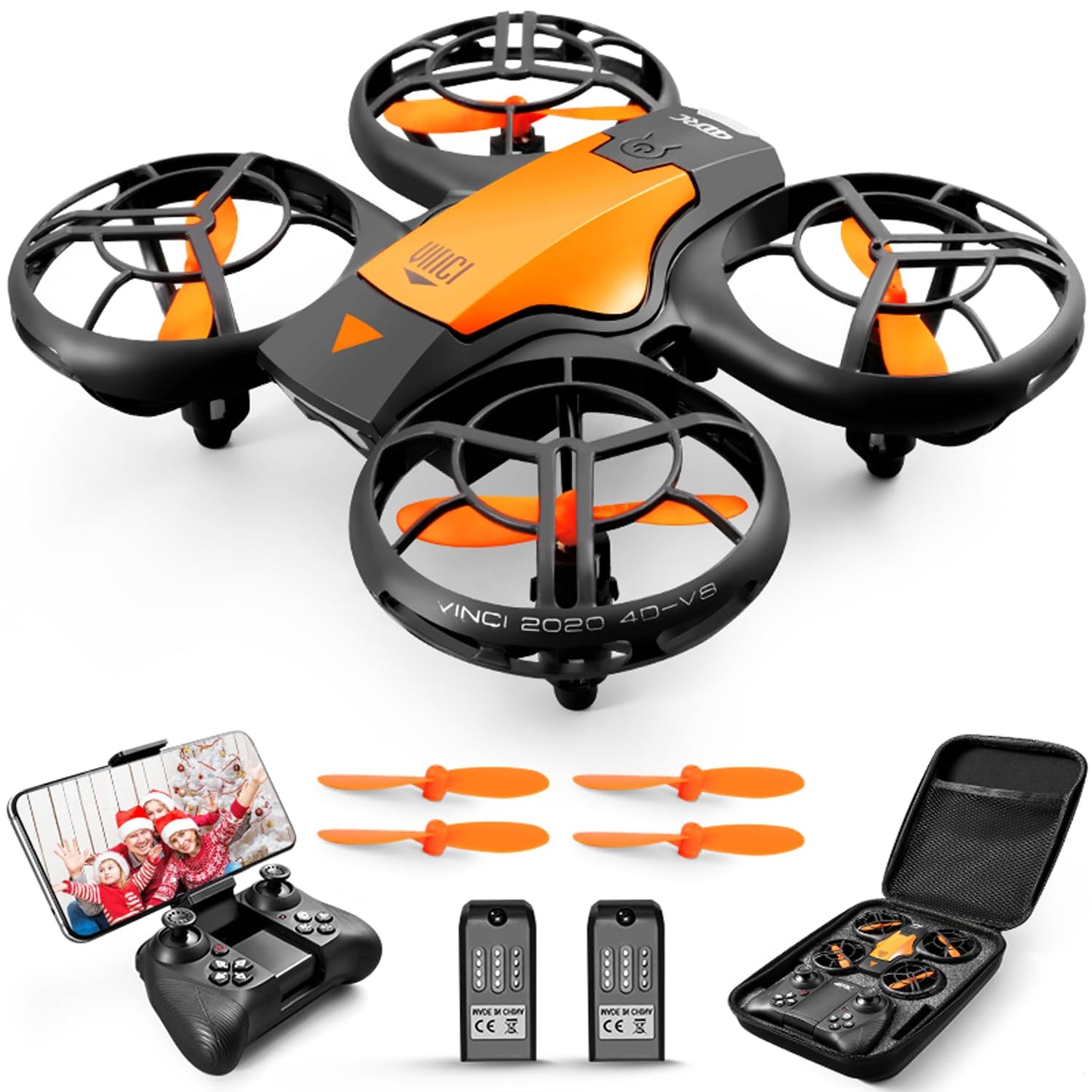 4DRC V8 Mini Drone avec Caméra 720P WiFi FPV, 20 Minutes de Vol, Induction de Gravité, Vol de Trajectoire, Mode sans Tête, 360° Flips,Vol Stationnaire, pour Les Débutants et Les Enfants