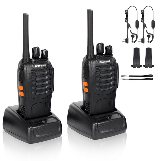 Talkie Walkie Rechargeable PMR446 16 Canaux,CTCSS/DCS,FM, Batterie De 1500 MAh, PortéE Maximale De Conversation De 5 Km, Radio Professionnelle avec Kit Mains Libres Type-C