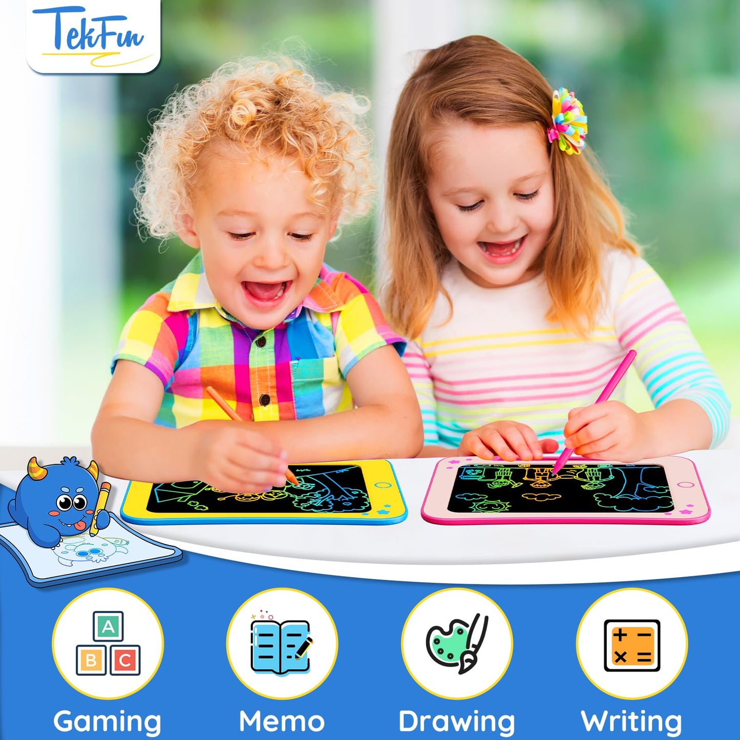 TEKFUN Tablette Dessin Enfant Jouets Enfant 3 4 5 6 7 Ans Garçon Fille,Tablette d'écriture LCD 8,5 Pouces Ardoise Magique,éducatifs Jouet Cadeaux d'anniversaire de Noël pour Enfants (Rose)