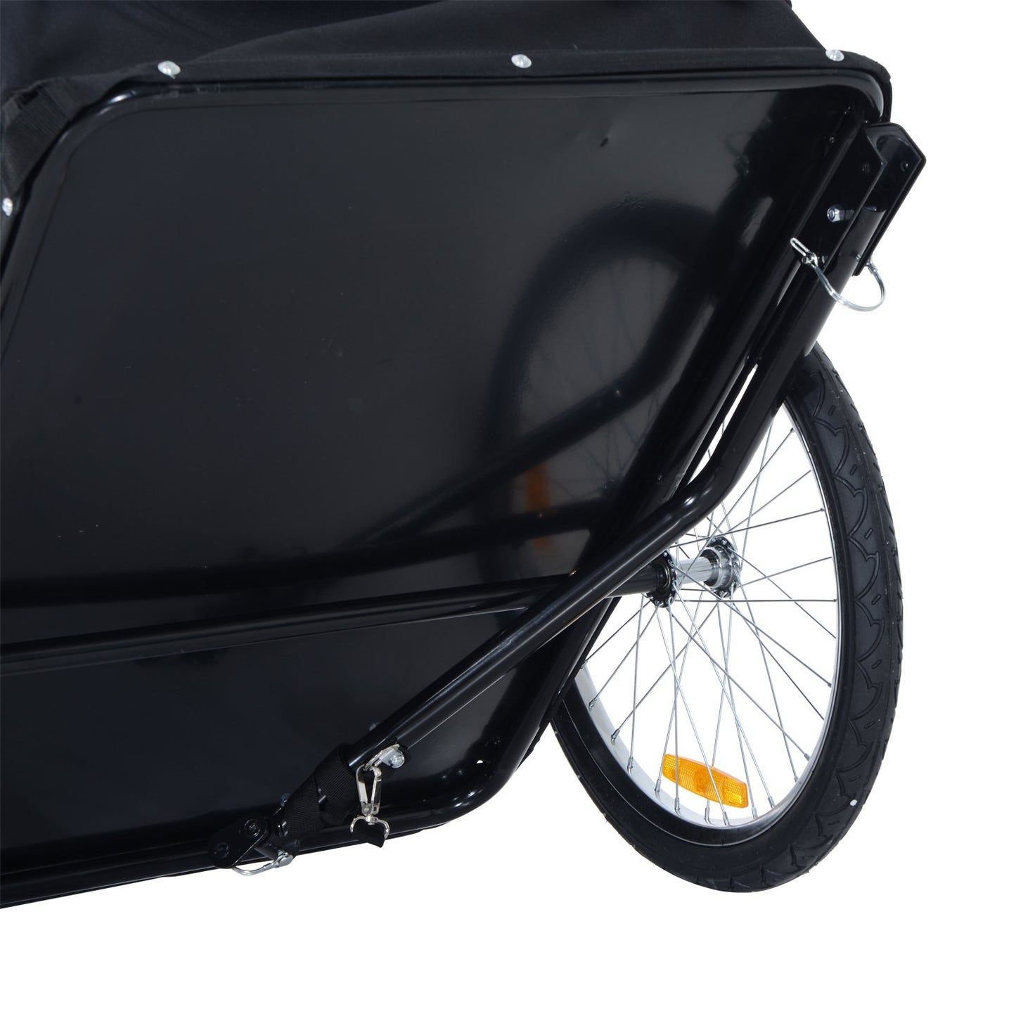 HOMCOM Remorque à vélo Cargo, châssis en Acier, Charge Max. 40 kg, avec Couvercle Amovible et attelage, Chariot de Transport, Bagage à vélo, 140 x 77 x 65 cm