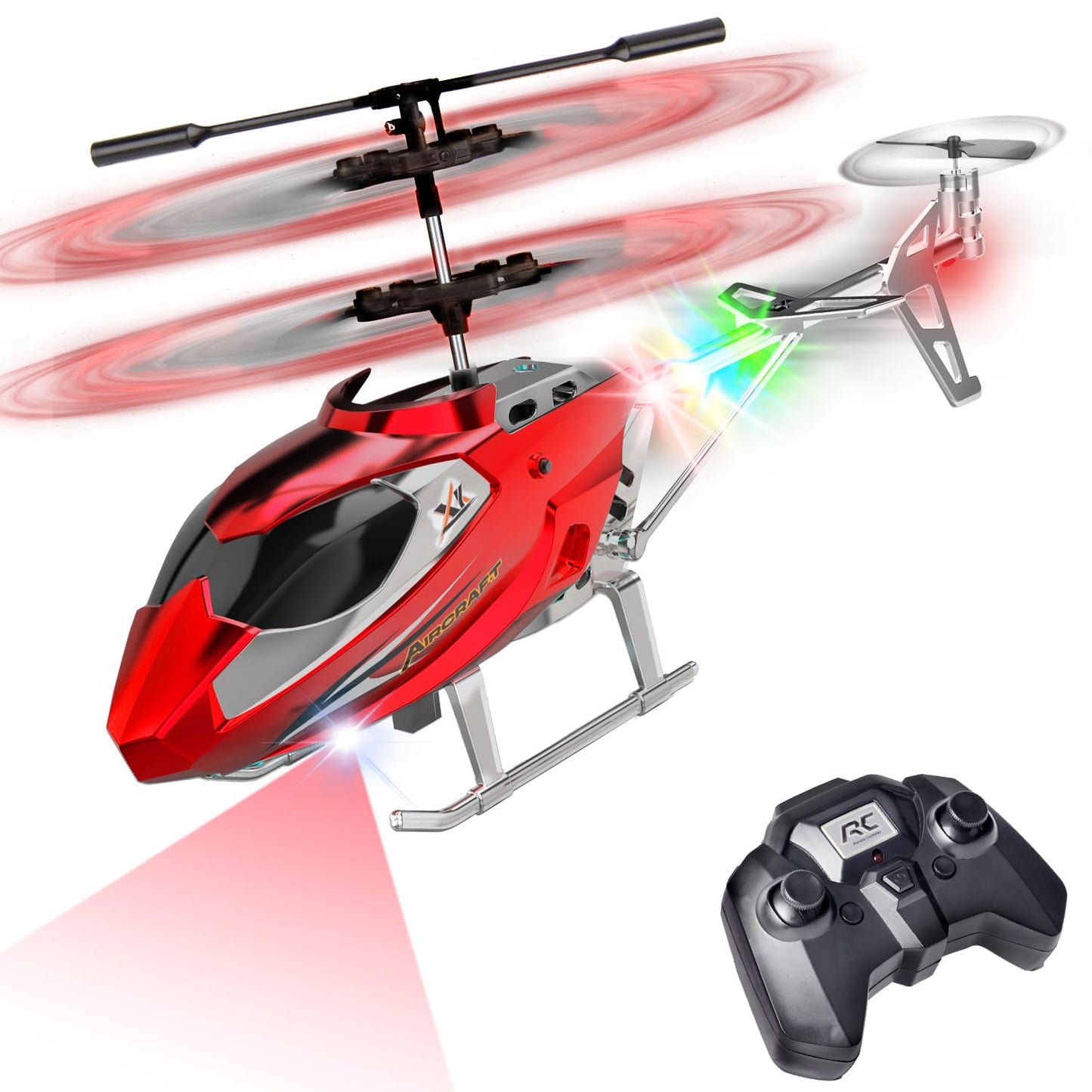 TERRAMUS Hélicoptère RC, Hélicoptère Télécommandé 2.4G avec Lumière LED, à Maintien d'altitude avec Gyroscope, Décollage par Une Seule Touche, Avions d'intérieur pour Les Enfants Adulte