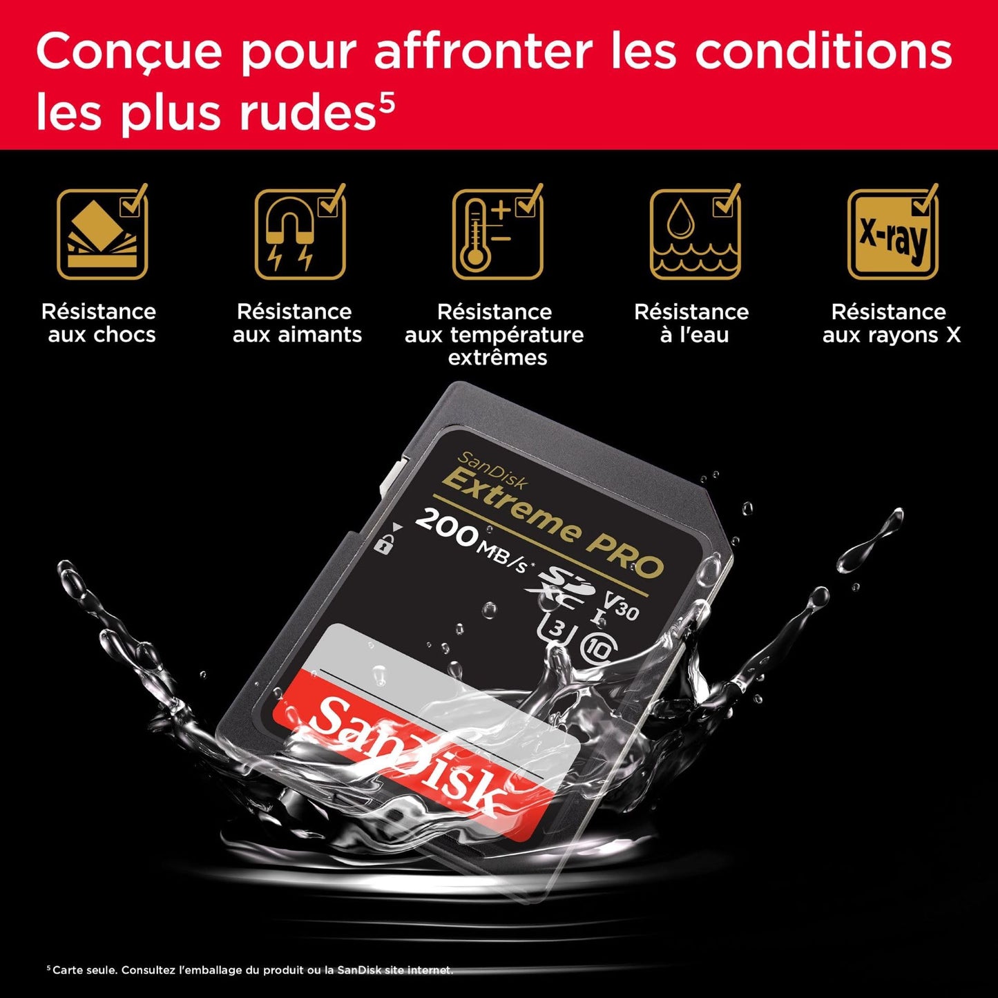 SanDisk 128 Go Extreme PRO carte SDXC + RescuePRO Deluxe, jusqu'à 200 Mo/s, UHS-I, Classe 10, U3, V30