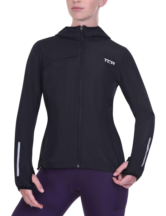 TCA Veste Softshell de Course à Pied pour Femmes. Veste Réfléchissante, Respirante et Compacte avec Poches Zippées - Noir, S