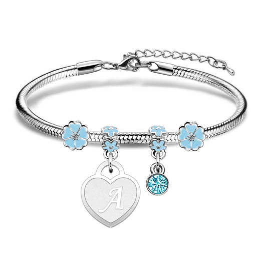 Hcvone Bracelet Lettre Initiale Prénom Pour Femme Argent Lettres A - Z Pendentif Bracelets Femme Charme Bijoux Idée Cadeau Femme Cadeau Femme Original Cadeaux Anniversaire Noël (A)